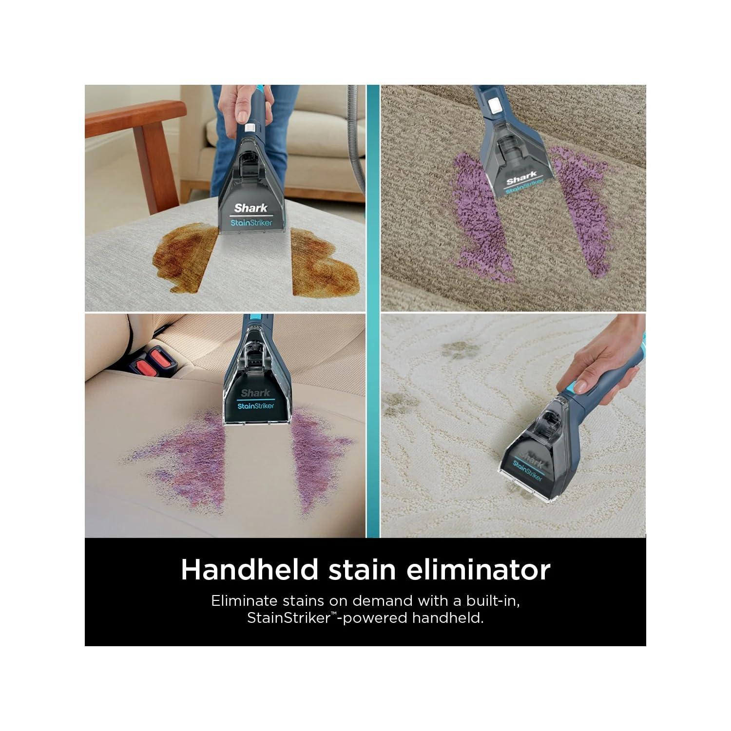 Shark StainStriker Portable Spot & Stain Remover, Carpet & Upholstery Cleaner with 2 tools, 6 oz. Deep Clean Pro Formula and 12 oz. OXY Multiplier Formula.