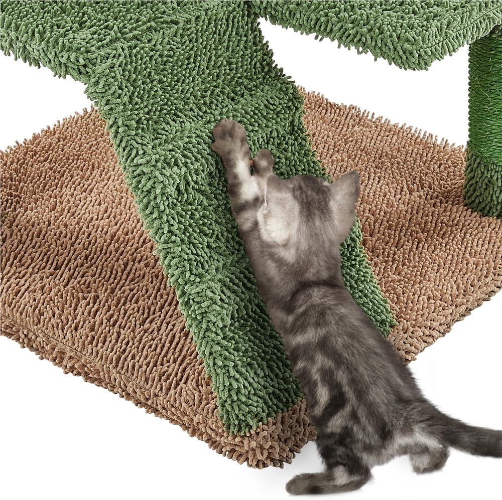 Gaetanina Cactus Cat Tree, 54.5In Cat Tower For Indoor Cats, Multi-Level Cat Condo With Scratching Posts, Ramp, Perch, Platform & Hanging Ball, Cat Furniture Activity Center For Kitten House Play