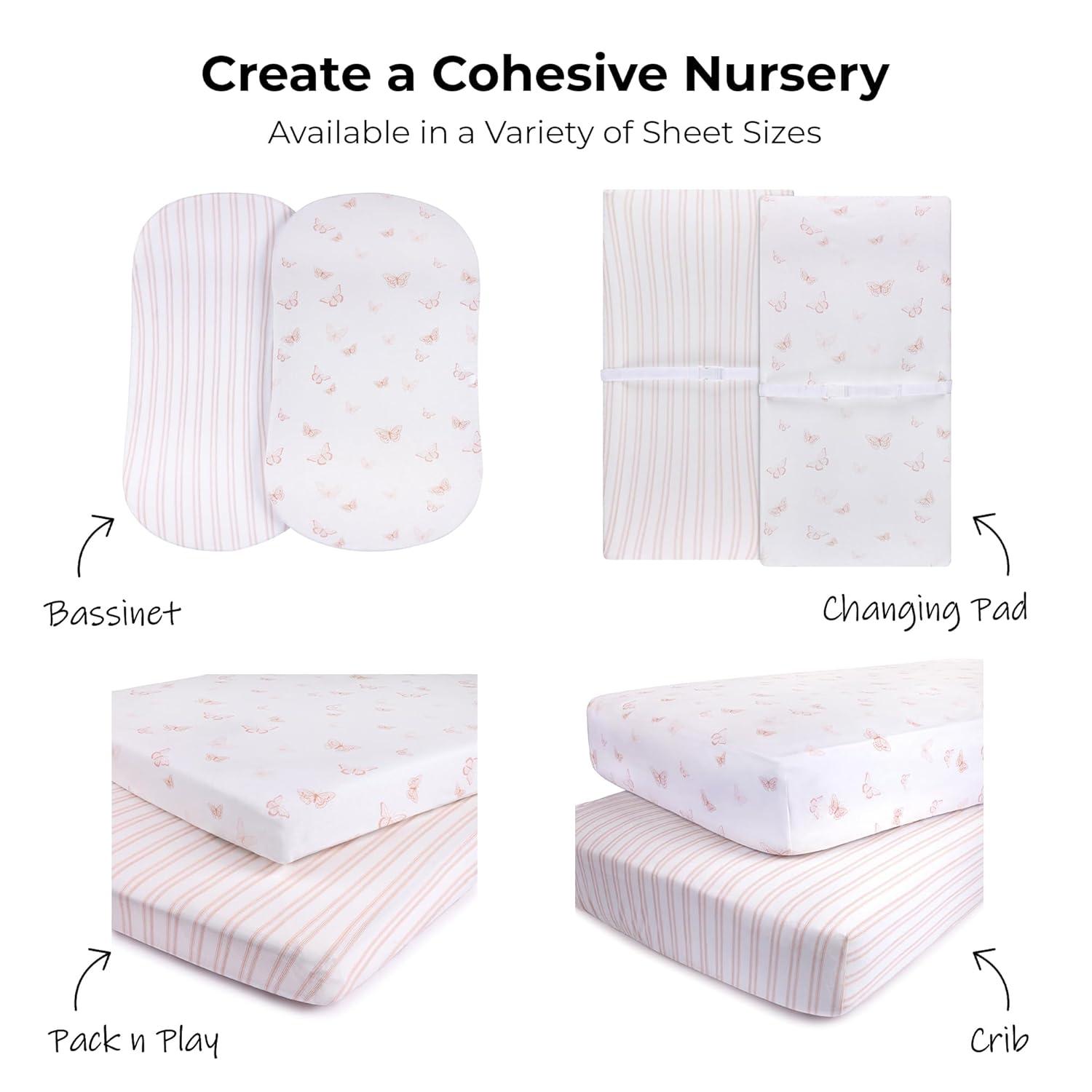 Ely's & Co. Baby Fitted Bassinet Sheet  100% Combed Jersey Cotton Pink for Baby Girl 2 Pack