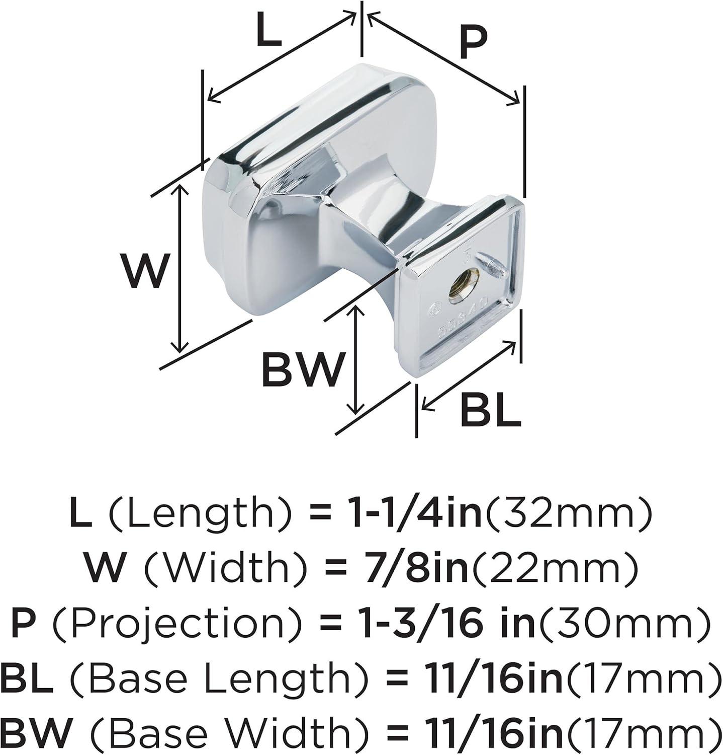 Amerock Revitalize 1-1/4 inch (32mm) Length Polished Chrome Cabinet Knob