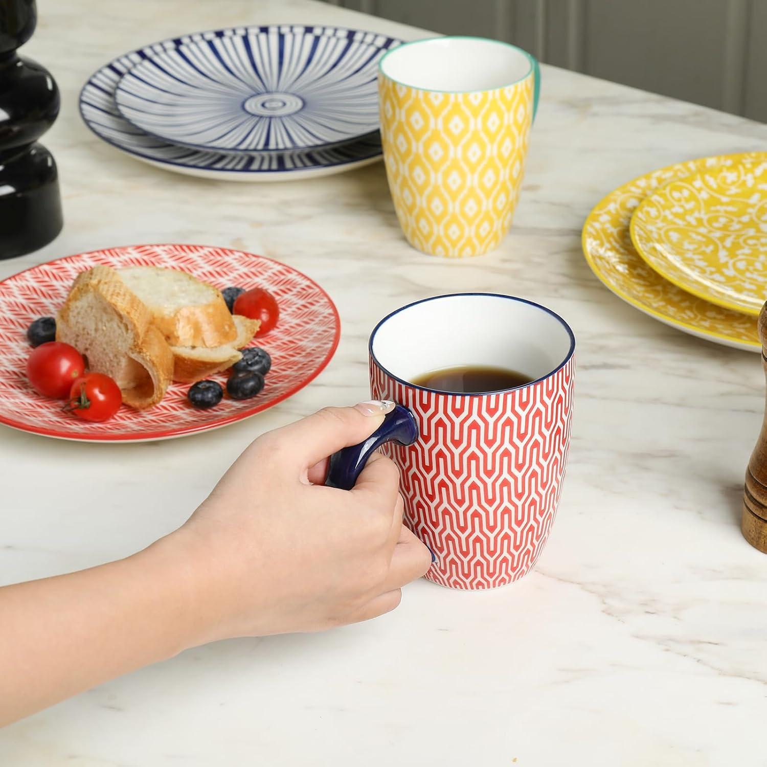 Ceramic 16 Piece Tableware Set 4, Includes Plates, Plates, Bowls, Dinnerware Set, Dishwasher-Safe, Can Be Used For Family Gatherings, Restaurants, Parties,