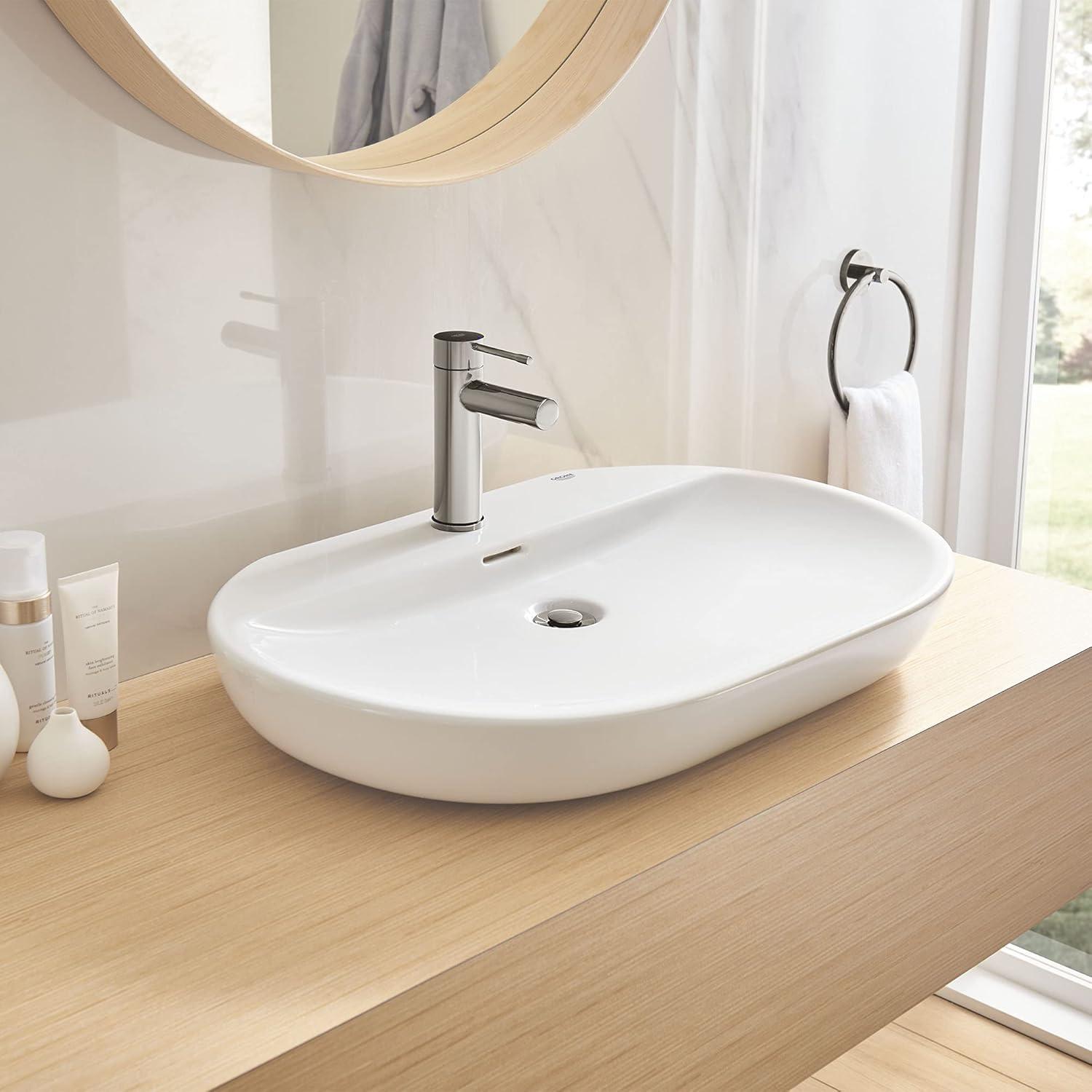 Essence Alpine White Oval Wall Mount Bathroom Sink with Overflow