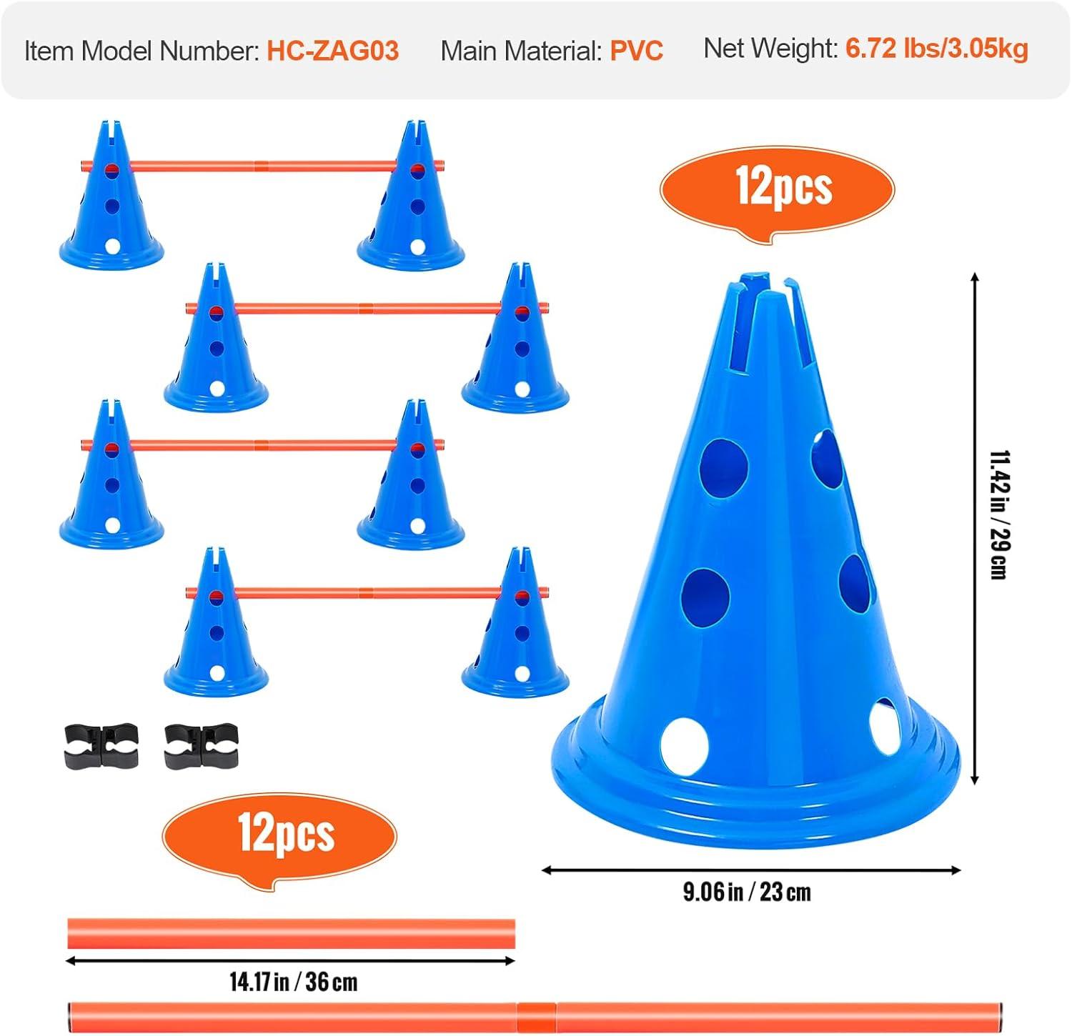 Blue and Orange PVC Dog Agility Hurdle Cone Set