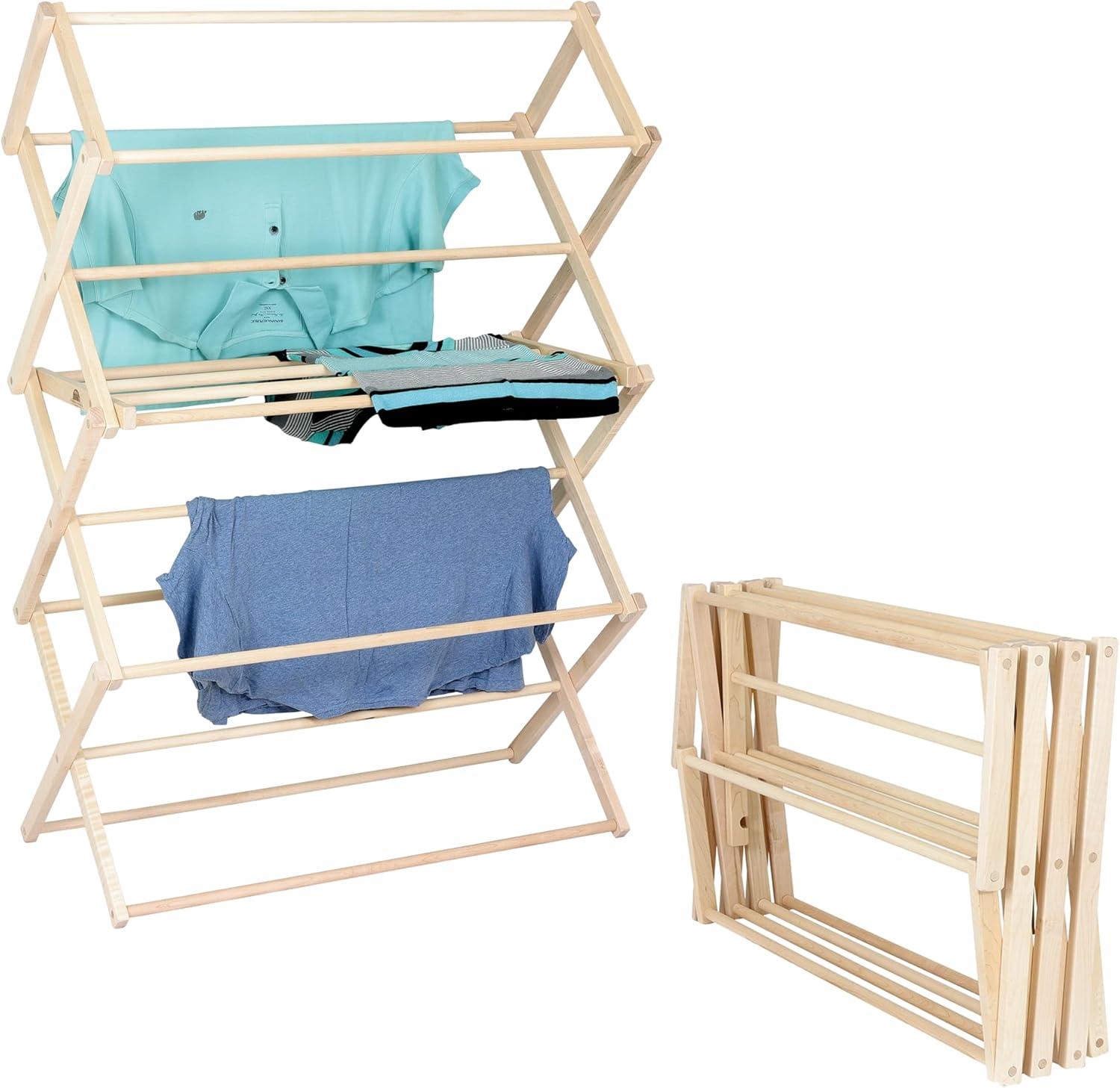 Large Foldable Maple Hardwood Clothes Drying Rack