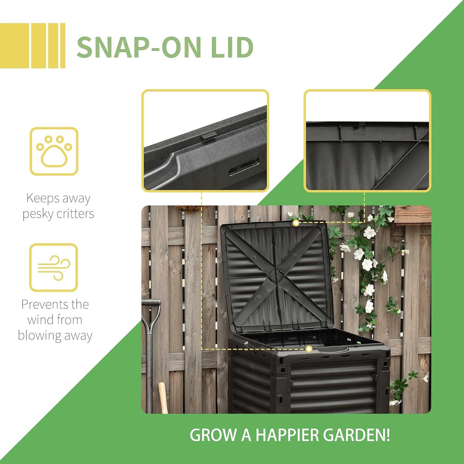 Outsunny Garden Compost Bin 80 Gallon Outdoor Large Capacity Composter Fast Create Fertile Soil Aerating Box, Easy Assembly