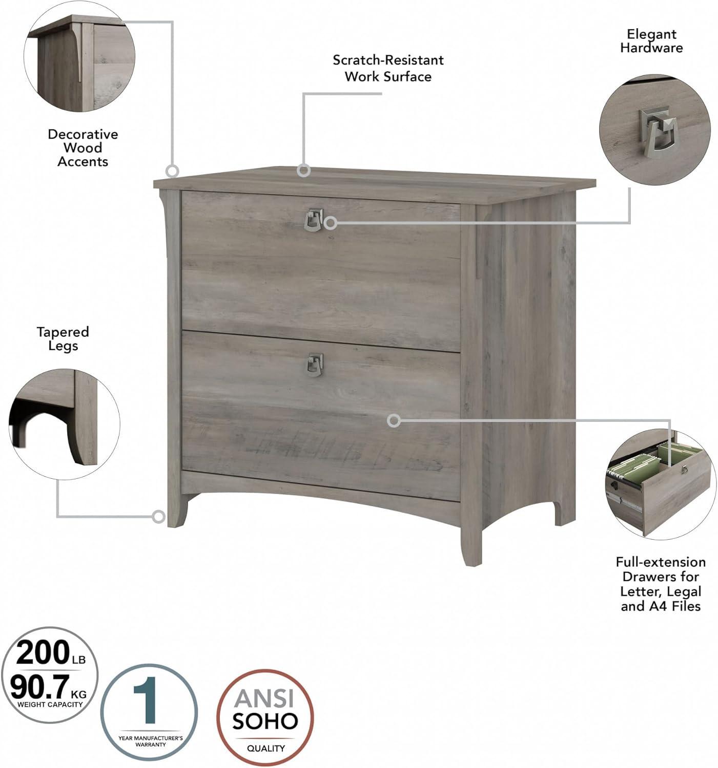 Bush Furniture Salinas Lateral File Cabinet, 2 Drawer, Driftwood Gray