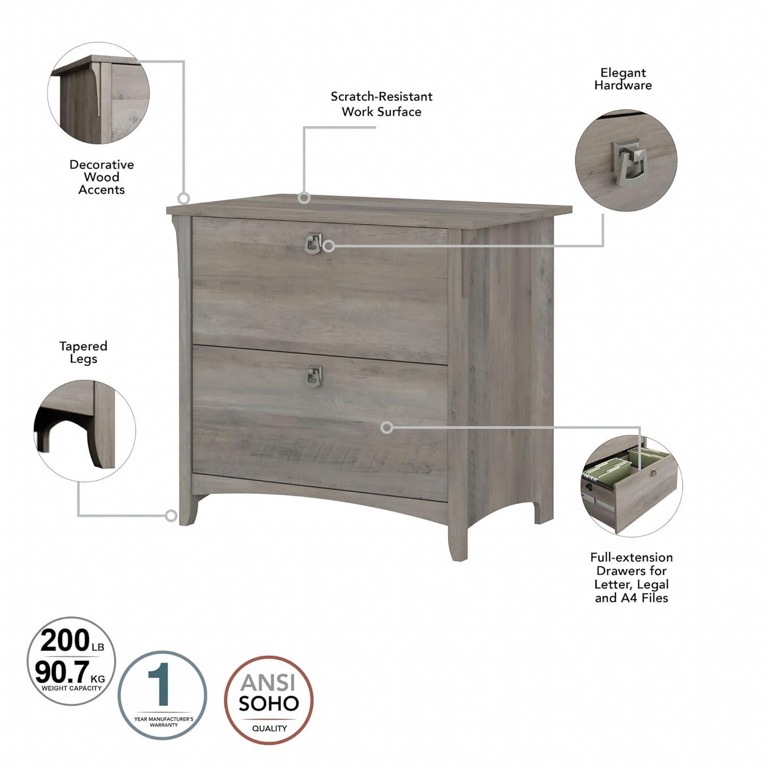 Bush Furniture Salinas Lateral File Cabinet, 2 Drawer, Driftwood Gray
