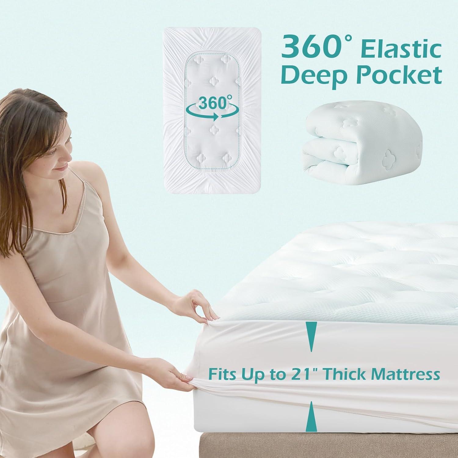 Hansleep Memory Foam Mattress Pad Twin, Pillow Top Mattress Topper Twin for Back Pain Relief with Egg Crate Gel Foam, Breathable Cover with Viscose Made from Bamboo, 39" x 75", White