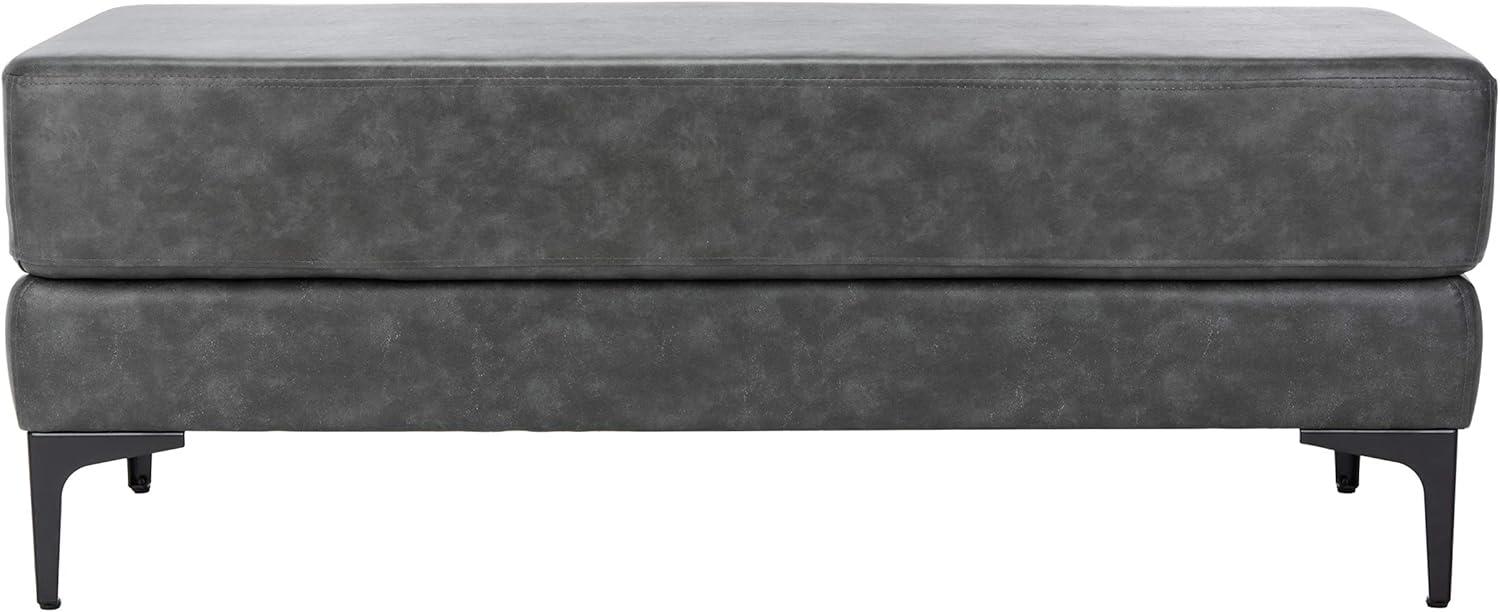 Elise Transitional 48" Black and Grey Faux Leather Bench