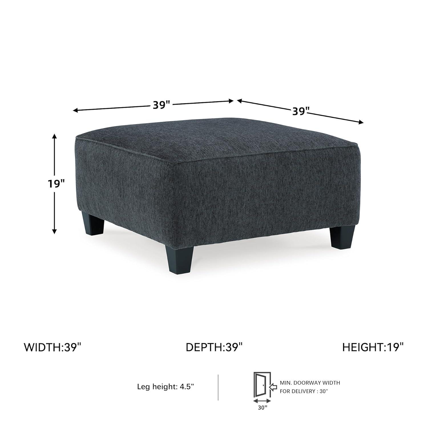 Signature Design by Ashley Contemporary Abinger Oversized Accent Ottoman Chenille Smoke