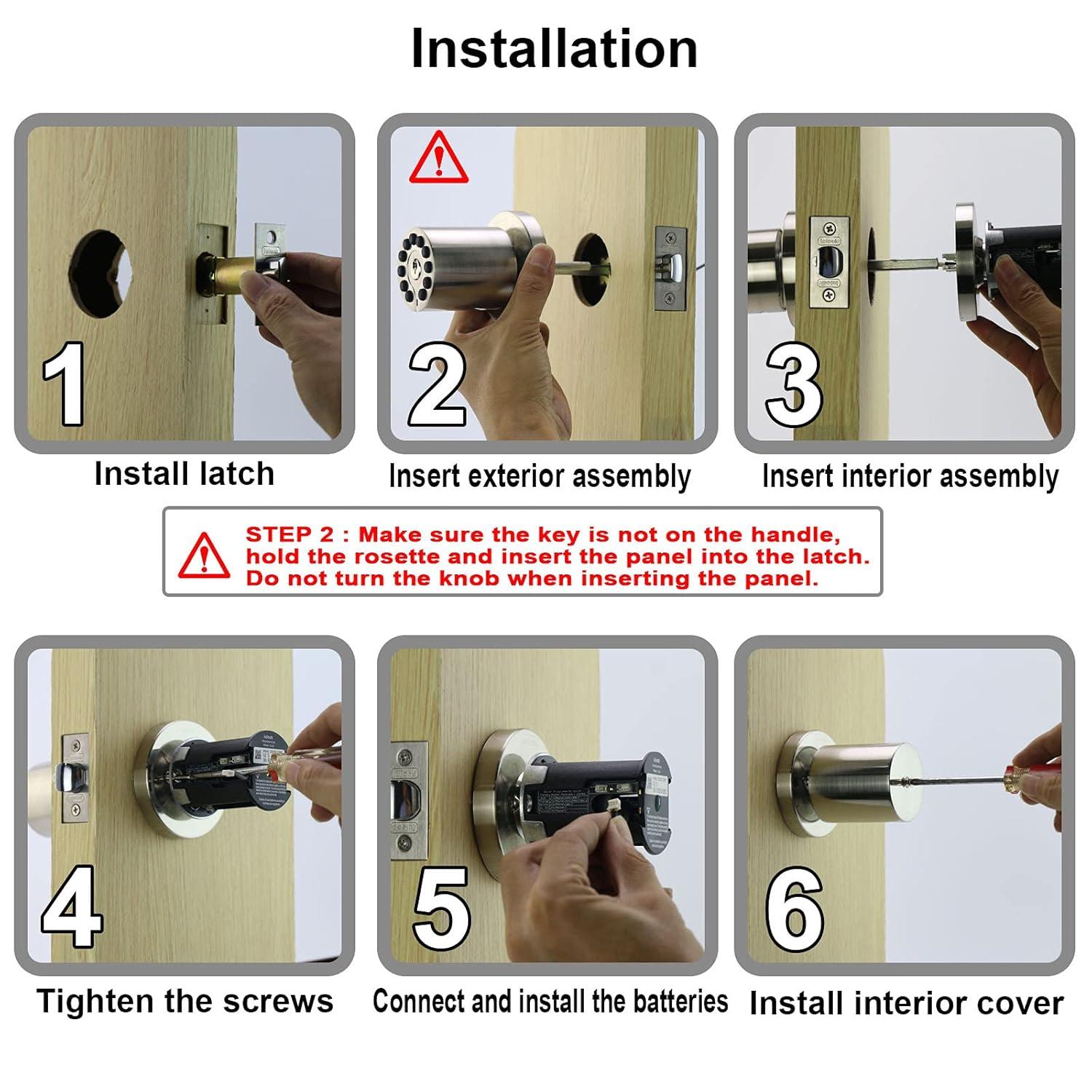 BOTHSTAR Keypad Door Knob with Key,Keyless Entry Door Lock, Code Locks Door Knob, Auto Lock,50 User Code,Easy to Install,for Home,Office,Hotel,Bedroom,Garage,No Deadbolt-Satin Nickel Finish