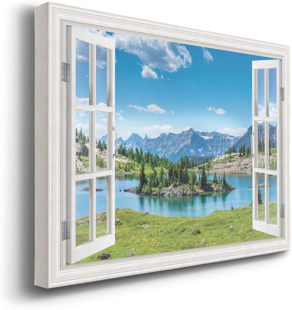 Mountain Blue Lake Forest Landscape Canvas Wall Art