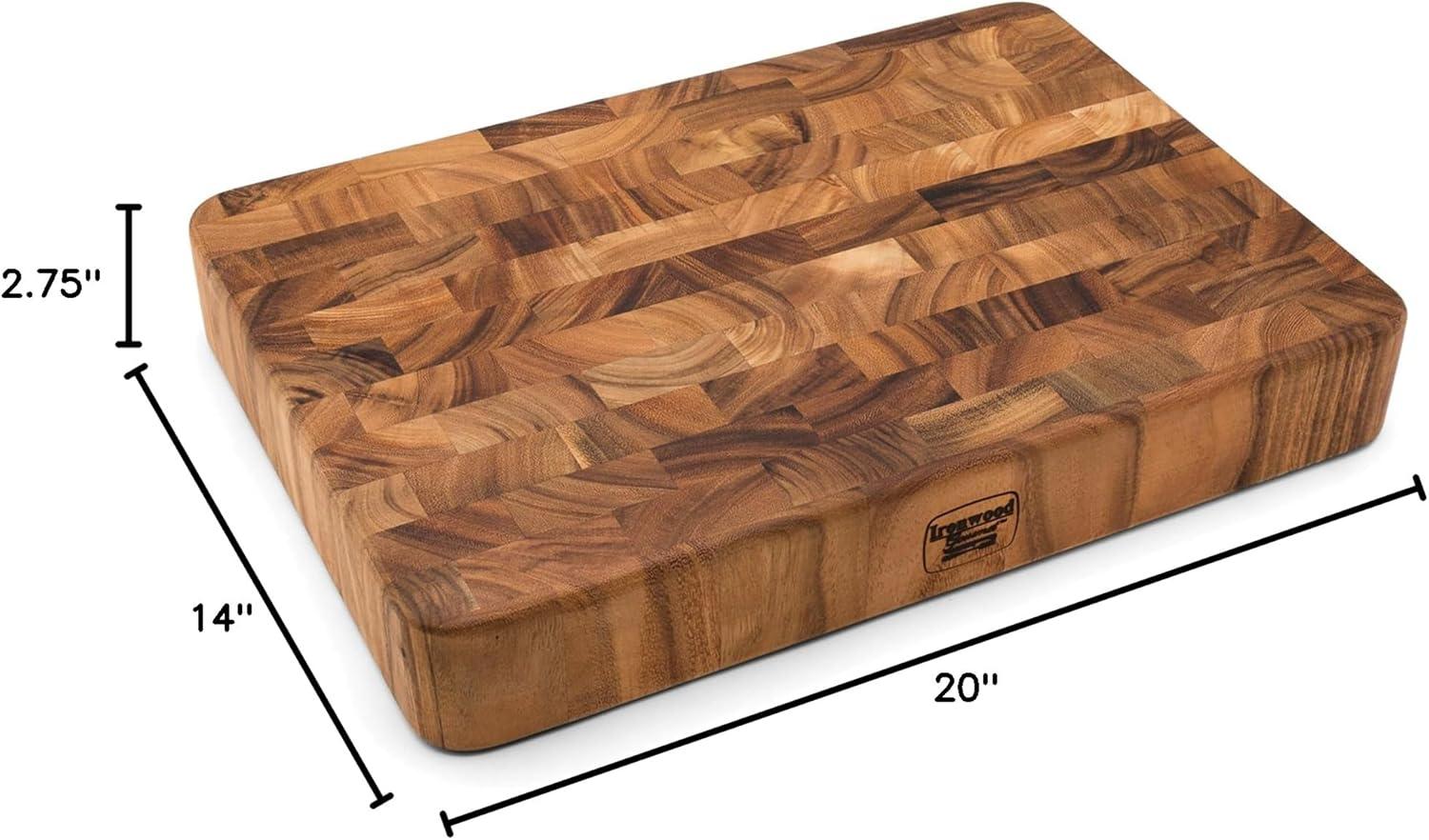Ironwood Gourmet Union Stock Yard End Grain Butcher Block, Acacia Wood, 14" x 20" x 3"