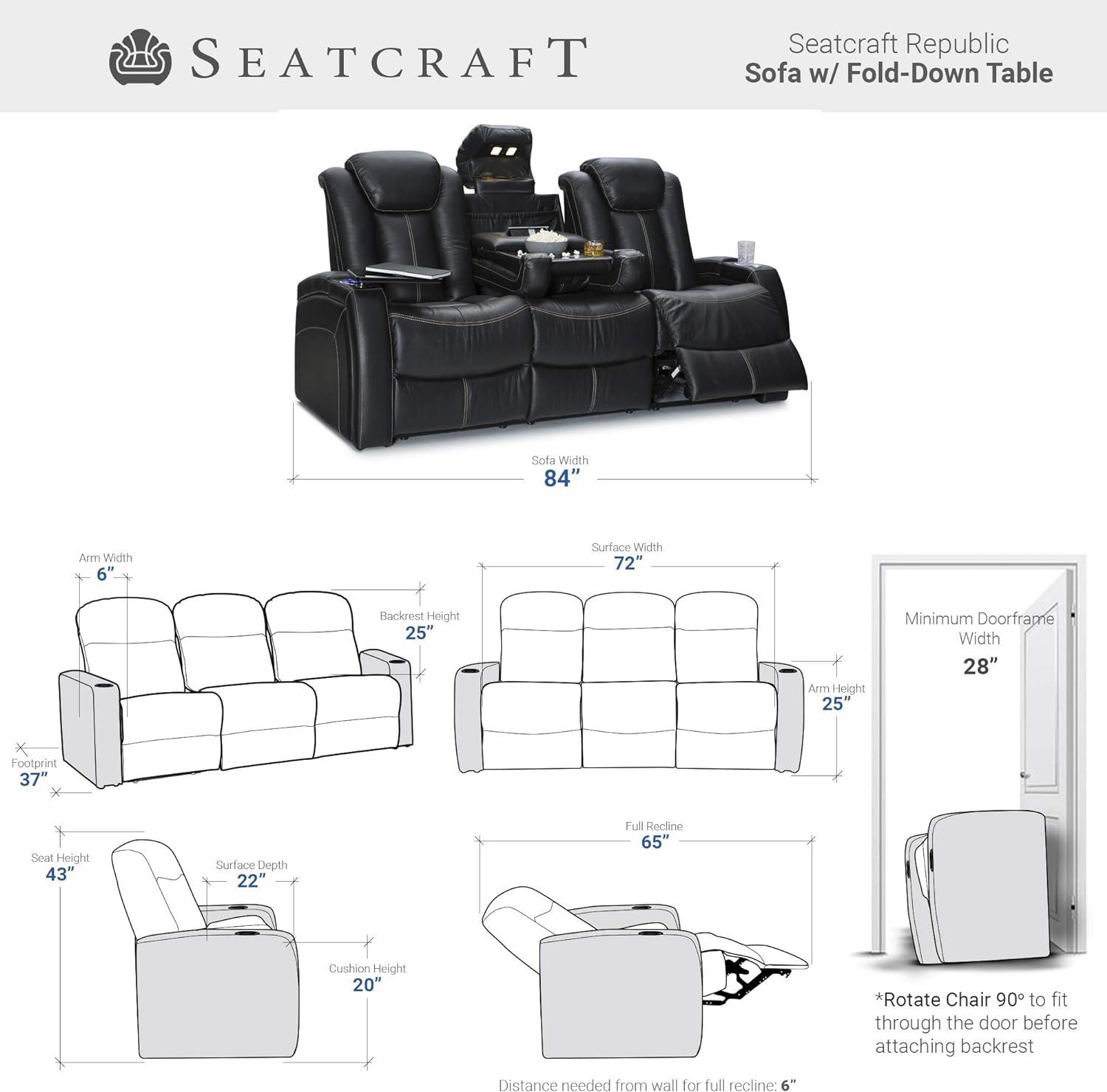 Luxurious Black Leather Power Reclining Sectional with Cup Holders