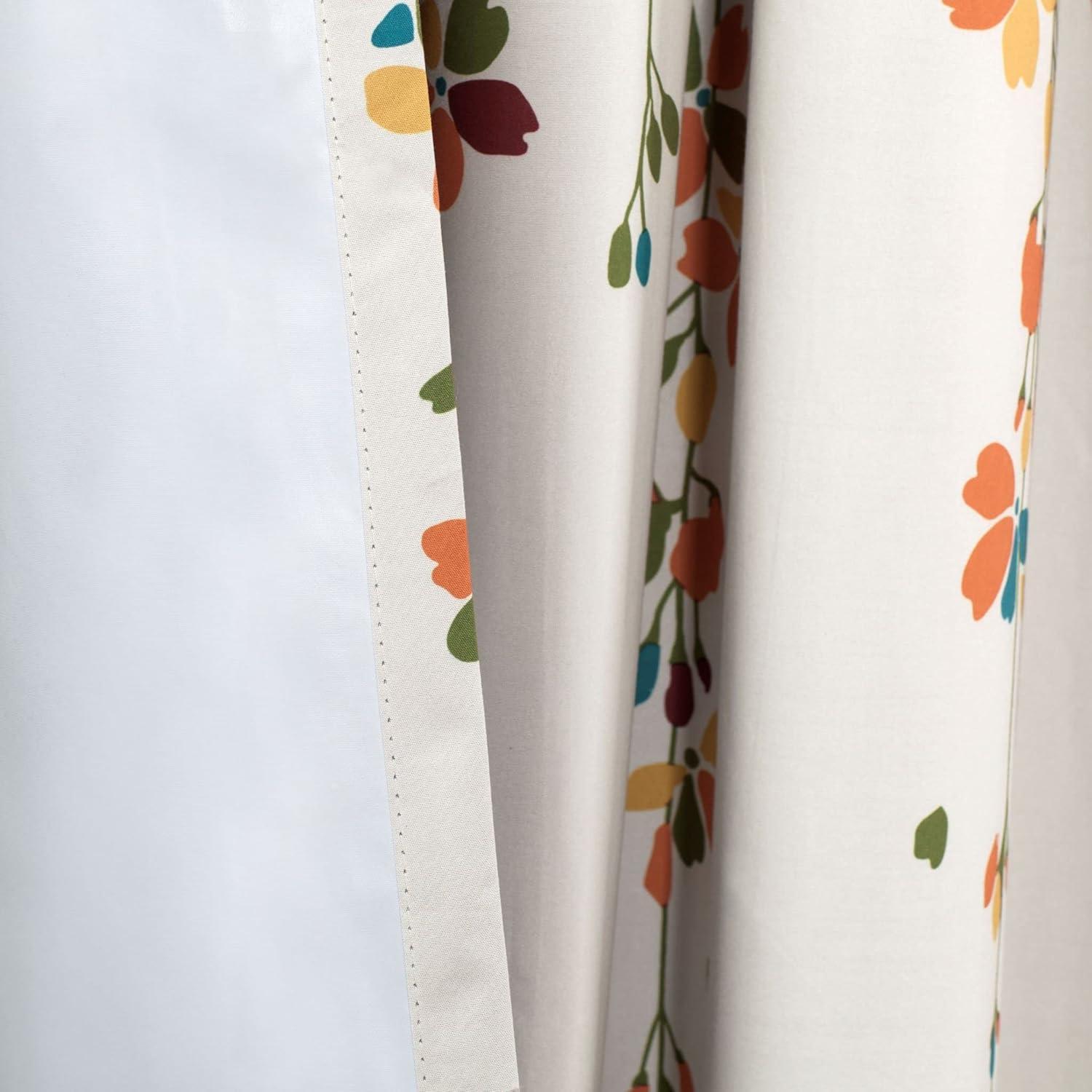 2 Piece 100% Blackout Multicolor Flowers Window Treatment Curtain Panels Set (52" X 84", Flowers)