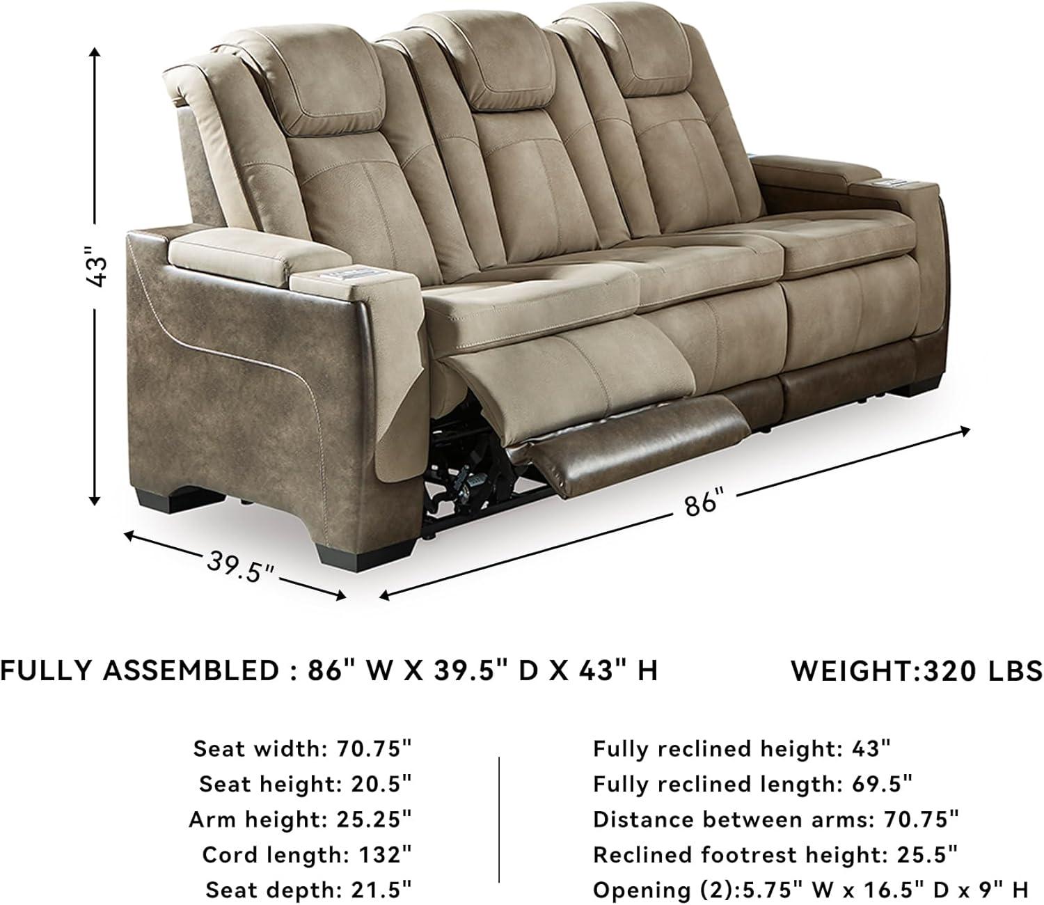 86'' Faux Leather Power Reclining Sofa