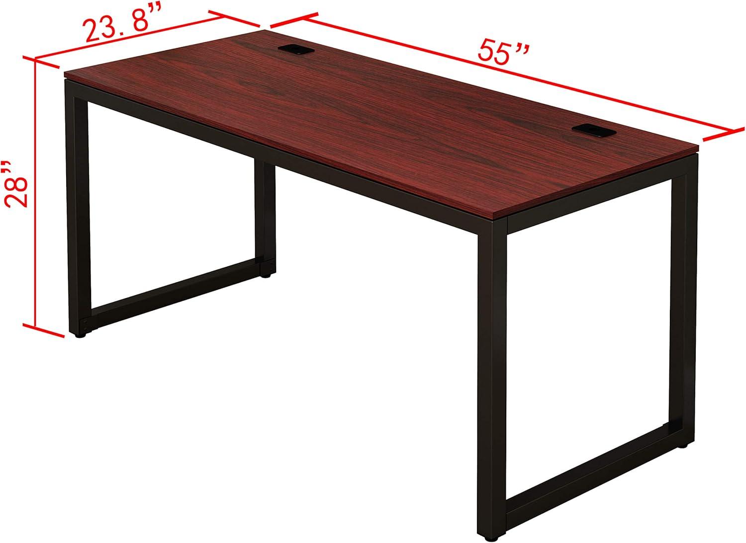 SHW Home Office 55-Inch Large Computer Desk, Black/Cherry