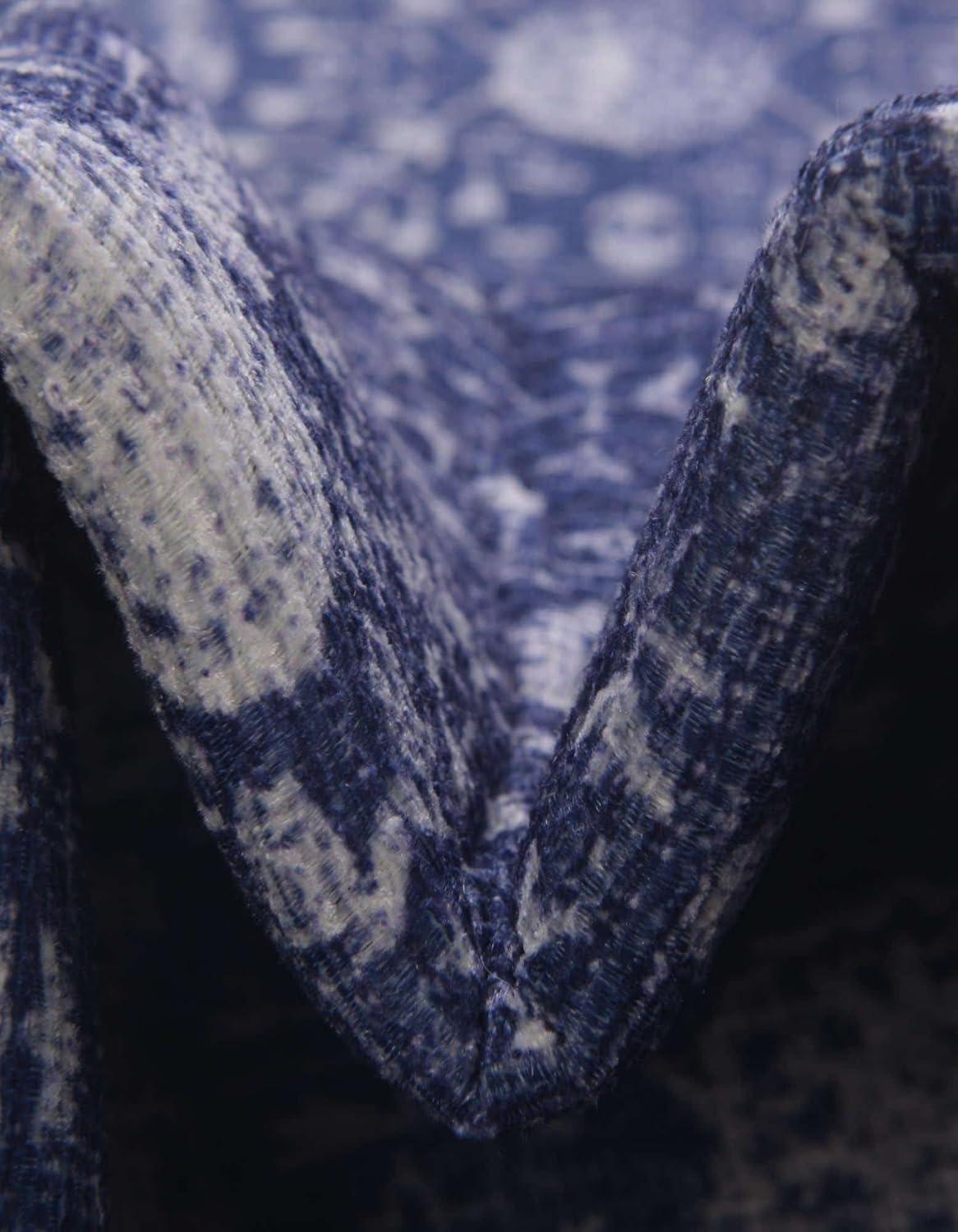 Elegant Blue Rectangular Synthetic Easy-Care Rug 5' x 8'