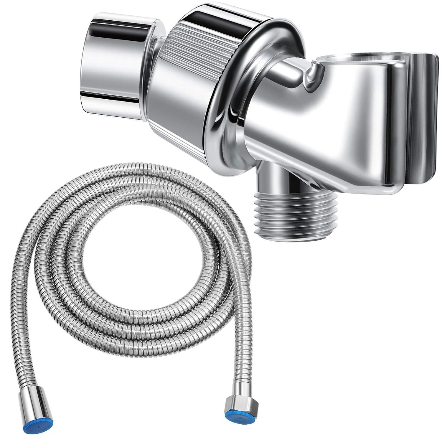 79 Inch Stainless Steel Shower Hose with Adjustable Shower Arm Holder and Head Replacement (Silver)