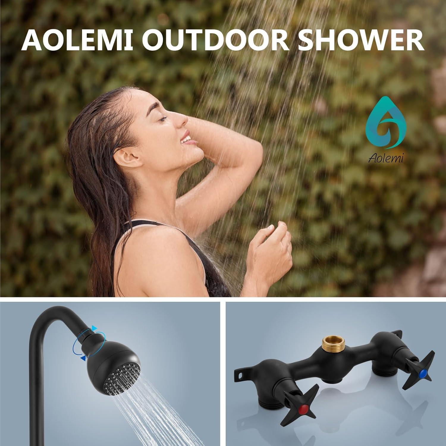 Matte Black Adjustable Outdoor Shower Kit with Brass Valve