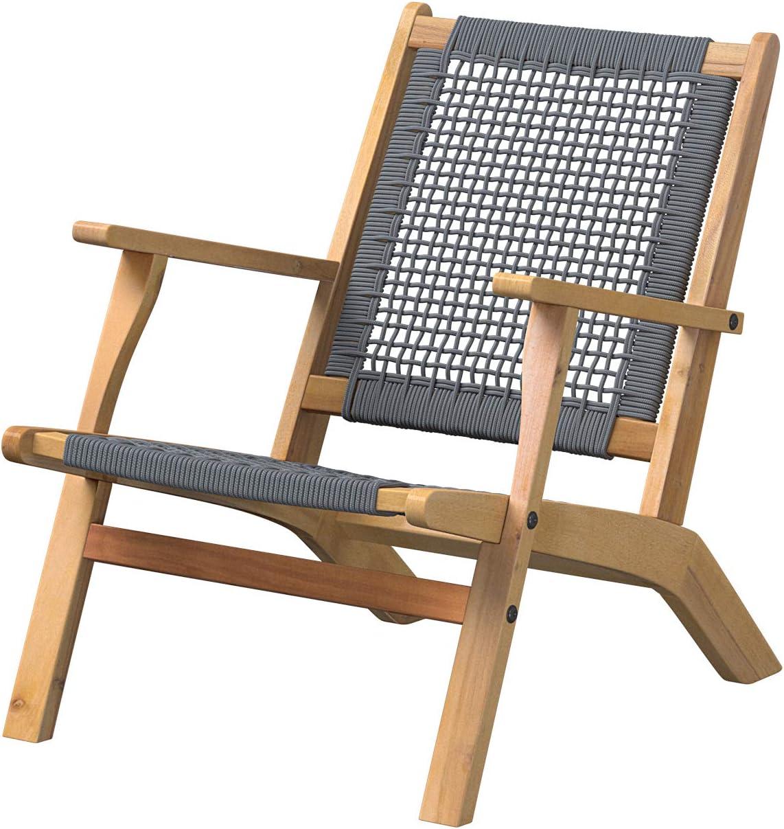 Vega Natural Stain Outdoor Chair in Ecru Cording