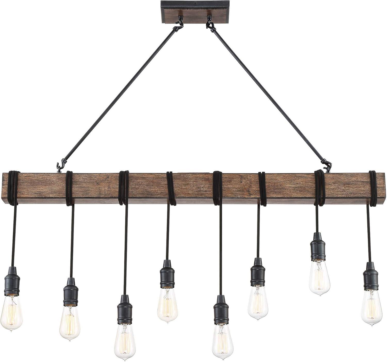 Possini Euro Design Tomas Black Wood Grain Island Pendant Chandelier 42 1/4" Wide Farmhouse Industrial Rustic 8-Light Fixture for Dining Room Kitchen