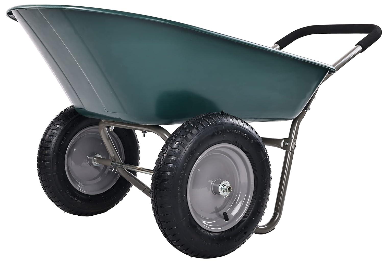 Costway 2 Tire Wheelbarrow Cart Heavy-duty Dolly Utility Cart Green