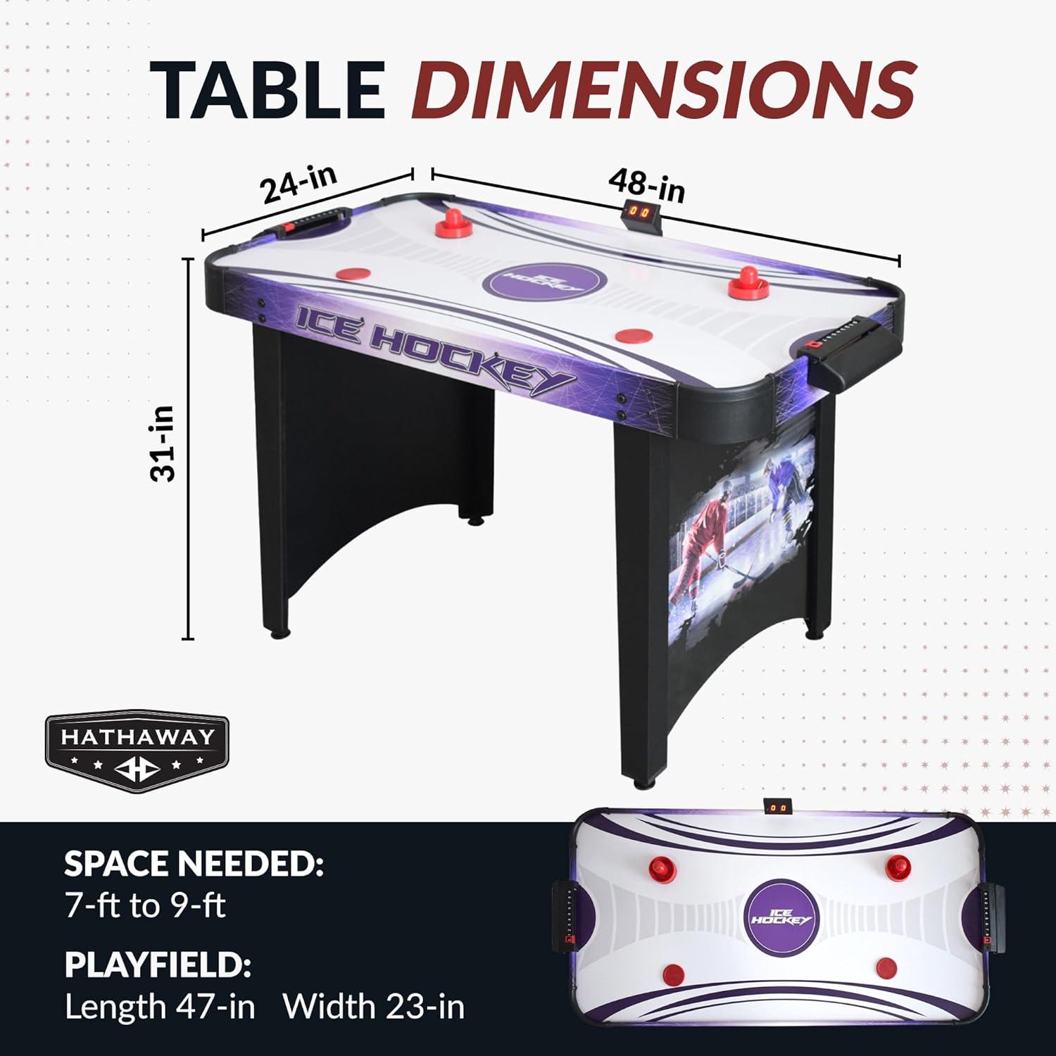 Hathaway 4-Ft Black and Purple Air Hockey Table with LED Scoring