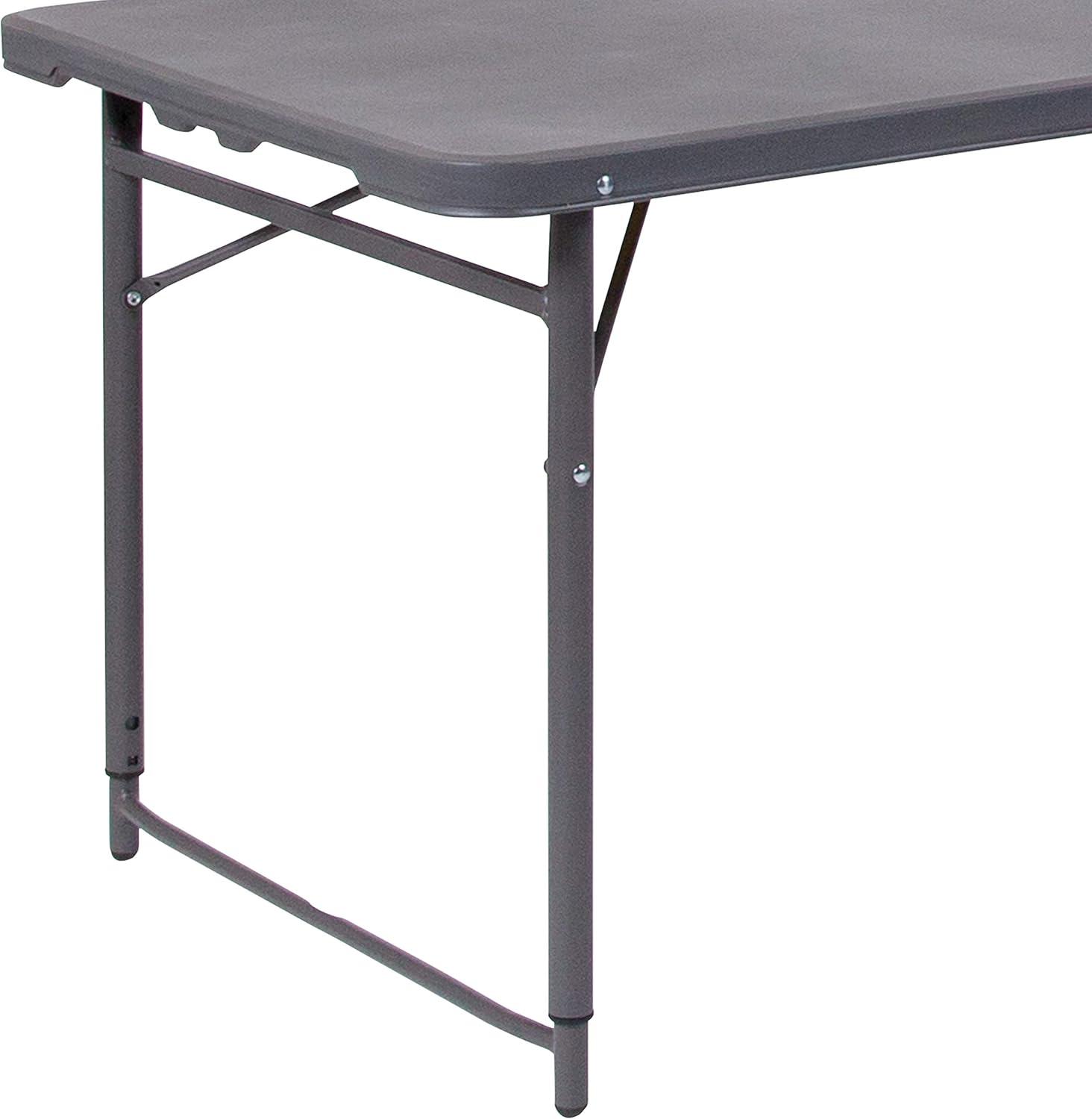 Noah 48.25" Plastic Rectangular Adjustable Fold-in-Half Table with Handle