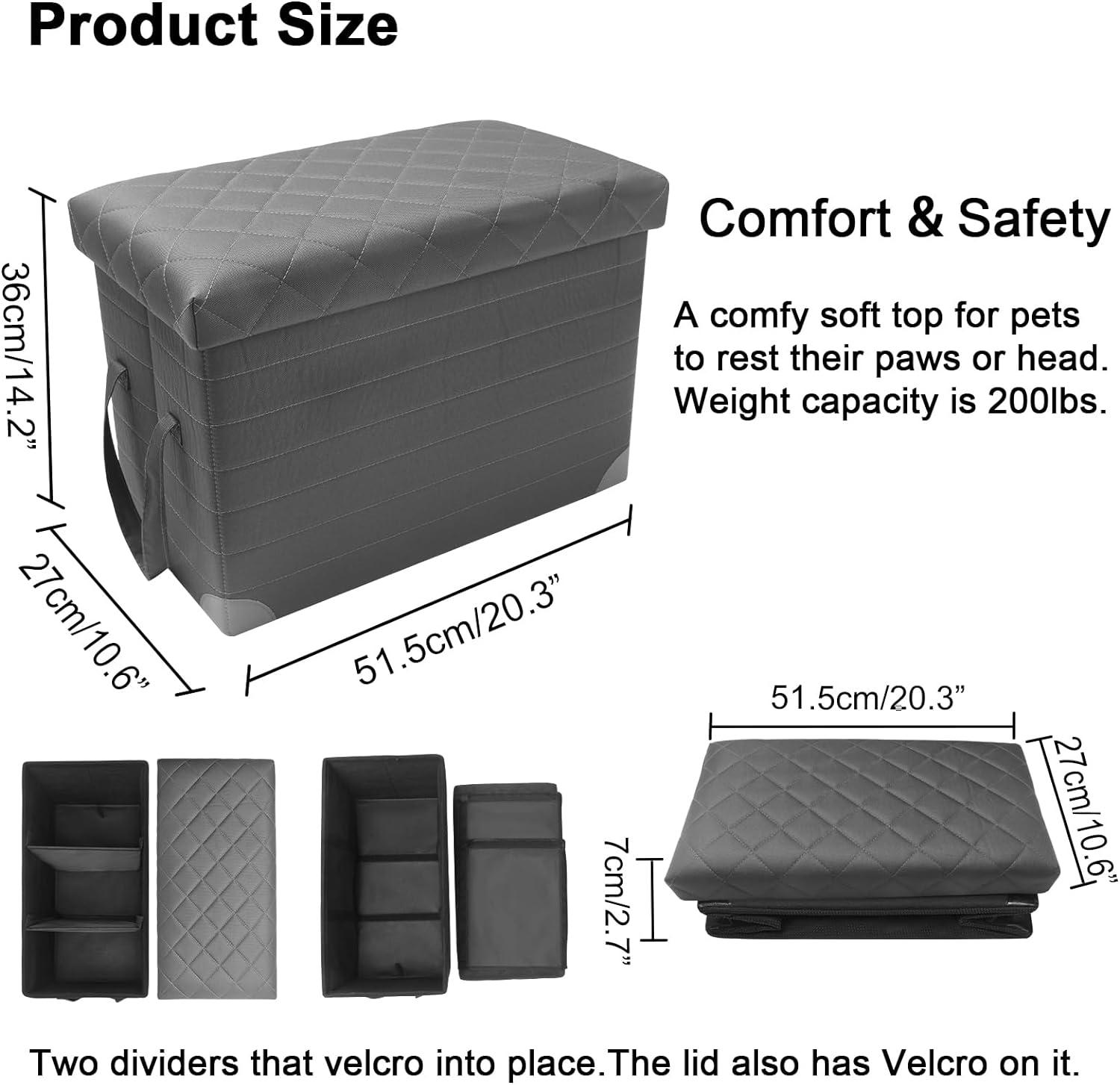 LIONROGE Car Back Seat Extender for Large Dogs up to 200lbs,Dog Car Back & Front Seat Extender with Storage,Prevent Your Dogs from Falling Off The Seat