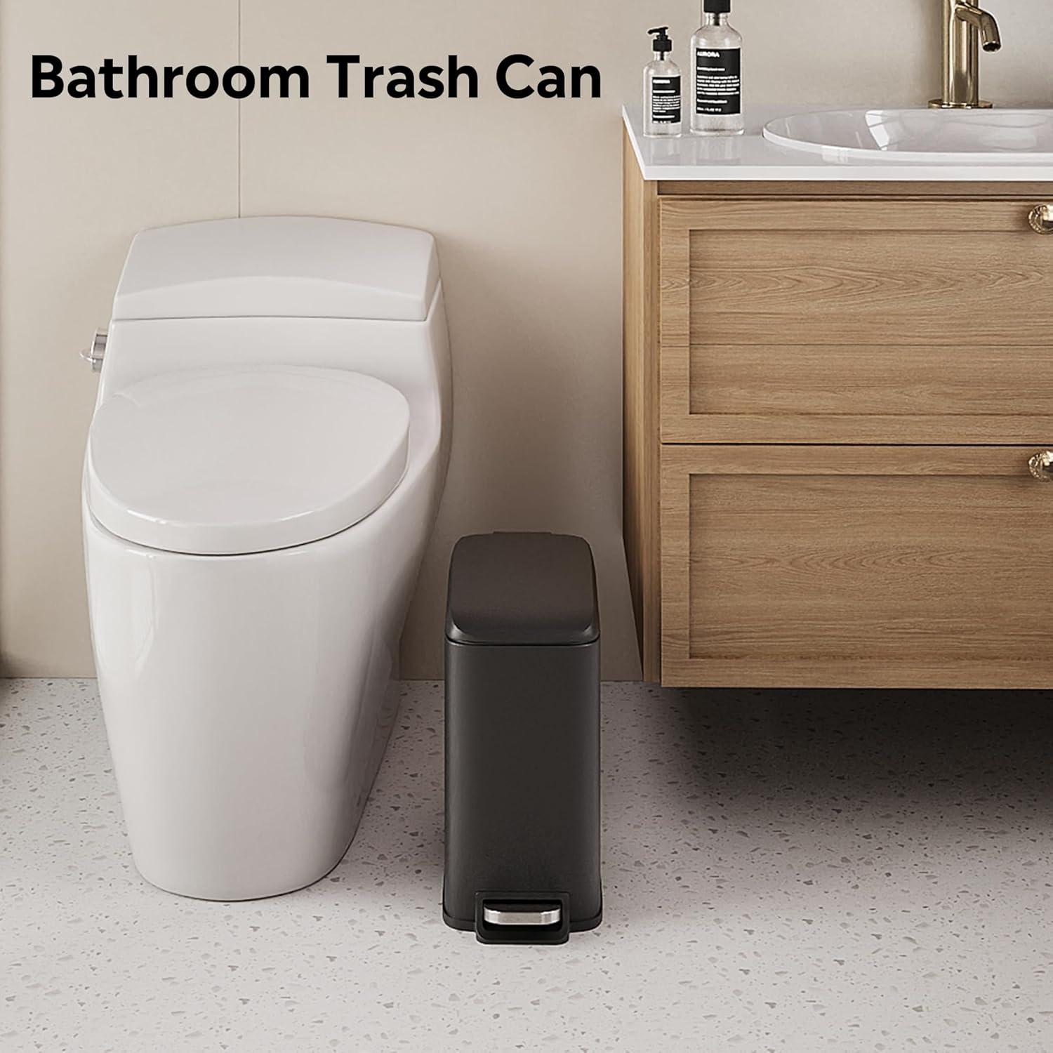 FDW Bathroom Trash Can With A Lid 1.3 Gallon  (5 L) Small Trash Bin Step Pedal Garbage Can With Removable Bucket Slim For Small Spaces For Bathroom,Bedroom,Kitchen,Office