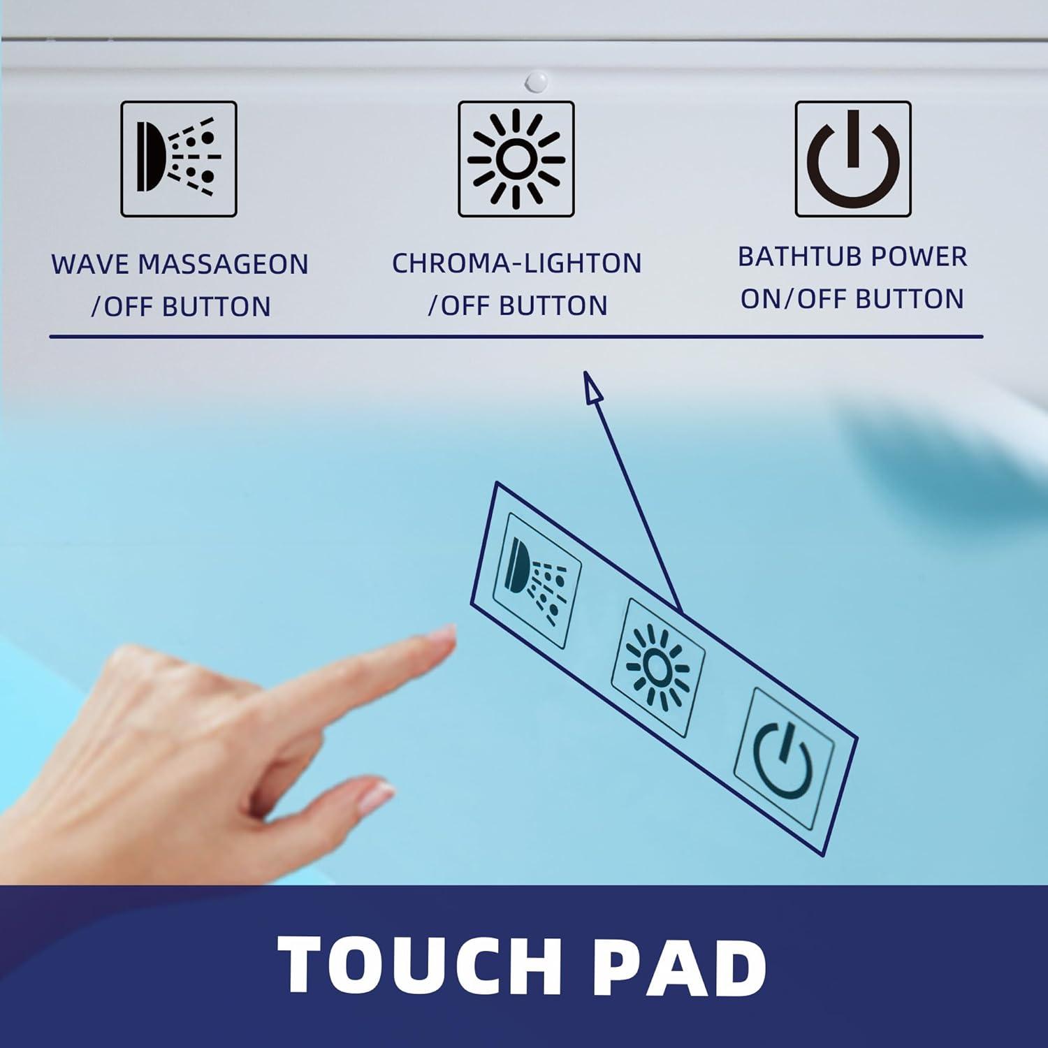 WoodBridge 60" X 30" Alcove Acrylic Rectangular Whirlpool Heated Jetted Tub In White With Drain and Overflow BS666-R-CH01