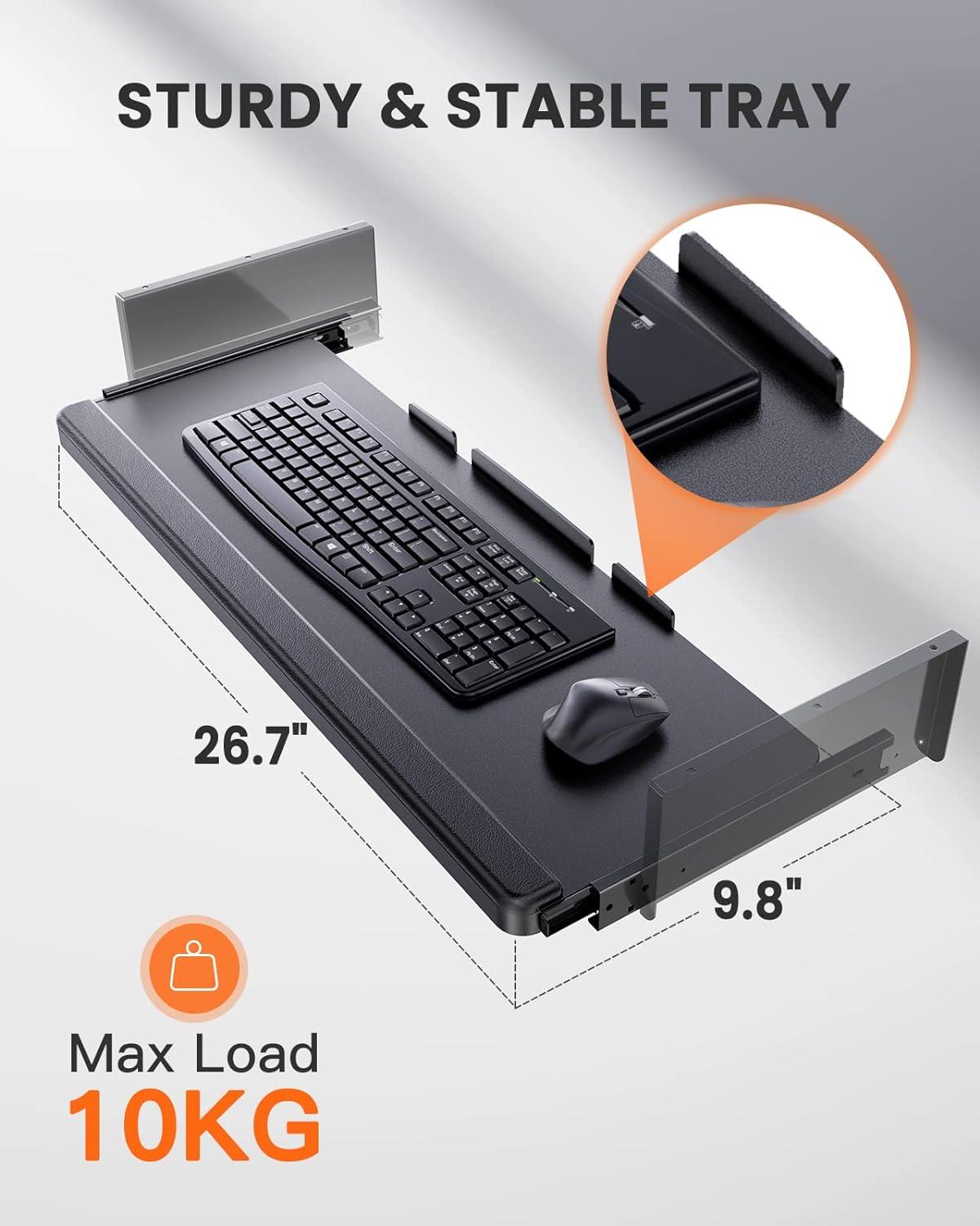 Black Adjustable Height Electric Standing Desk with Keyboard Tray