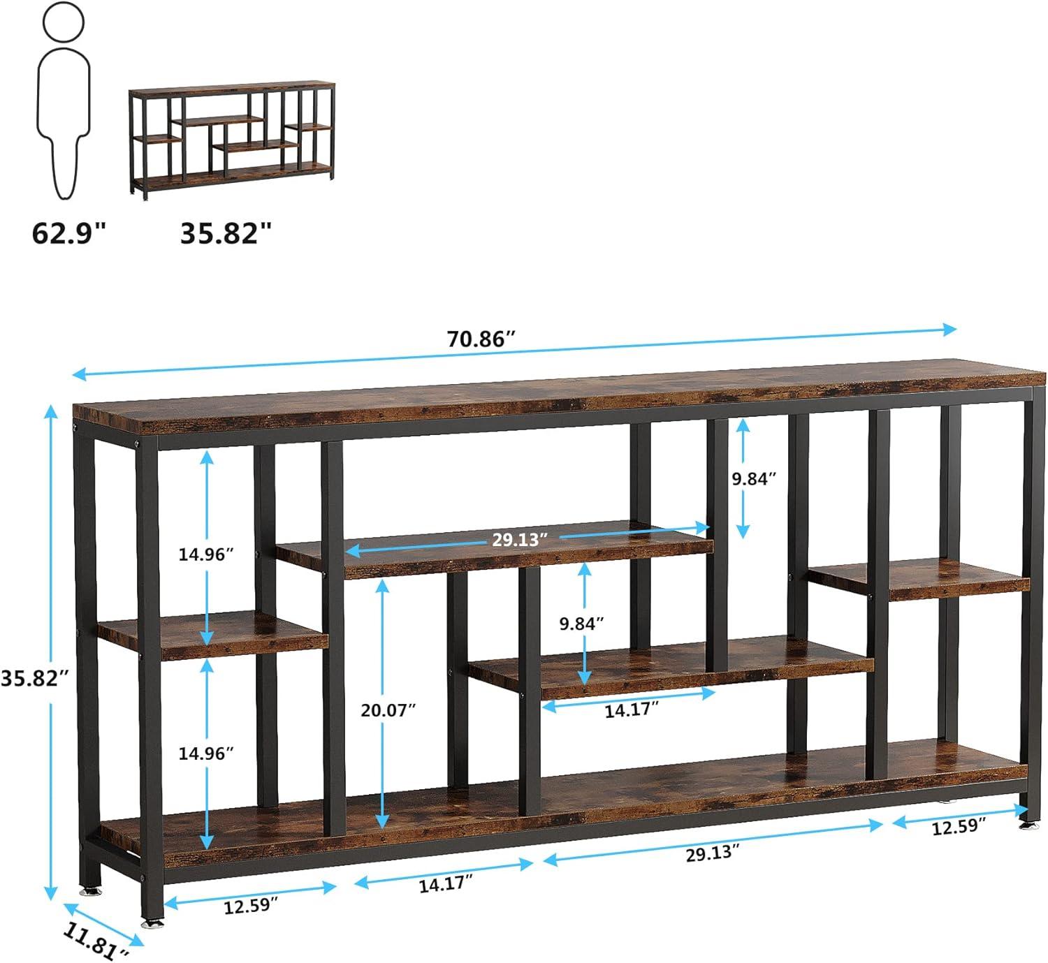 Rustic Brown 70.9'' Industrial Wood and Metal Console Table with Storage