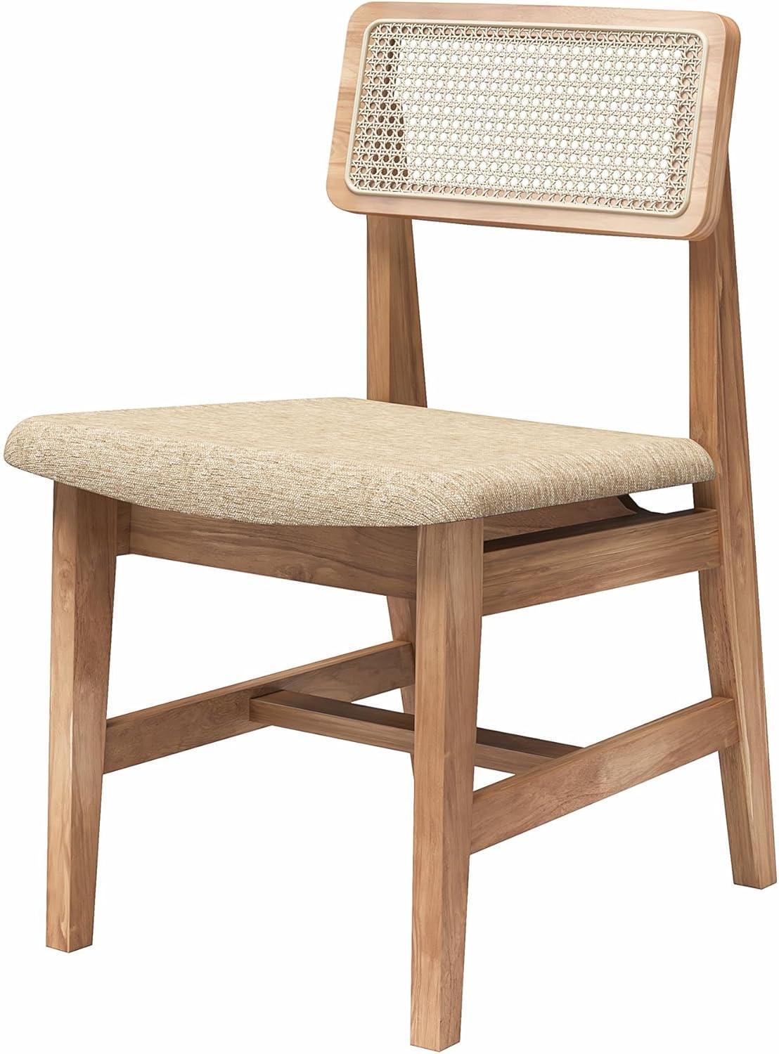 DHP Eleni Cane Dining Chairs, Set of 2, Cream/Seadrift