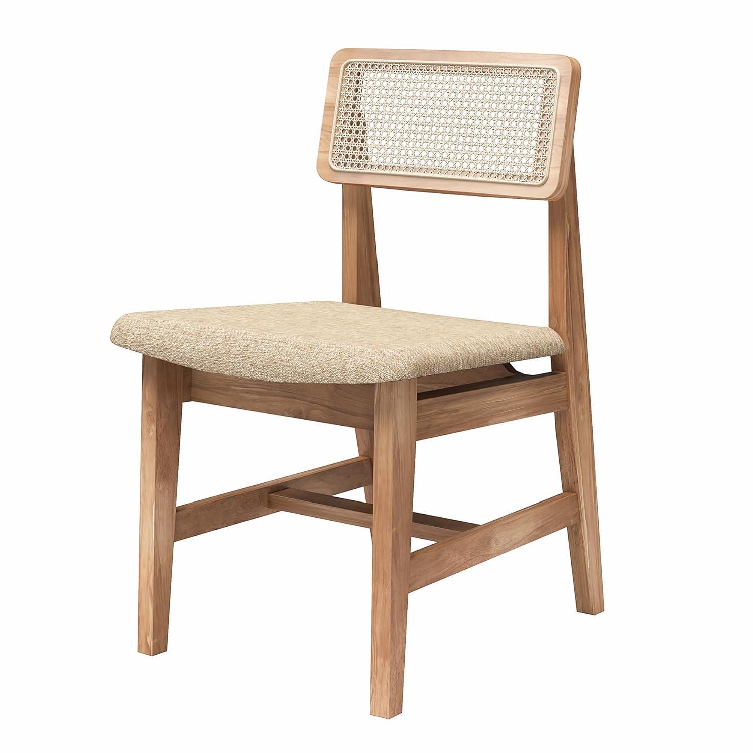DHP Eleni Cane Dining Chairs, Set of 2, Cream/Seadrift