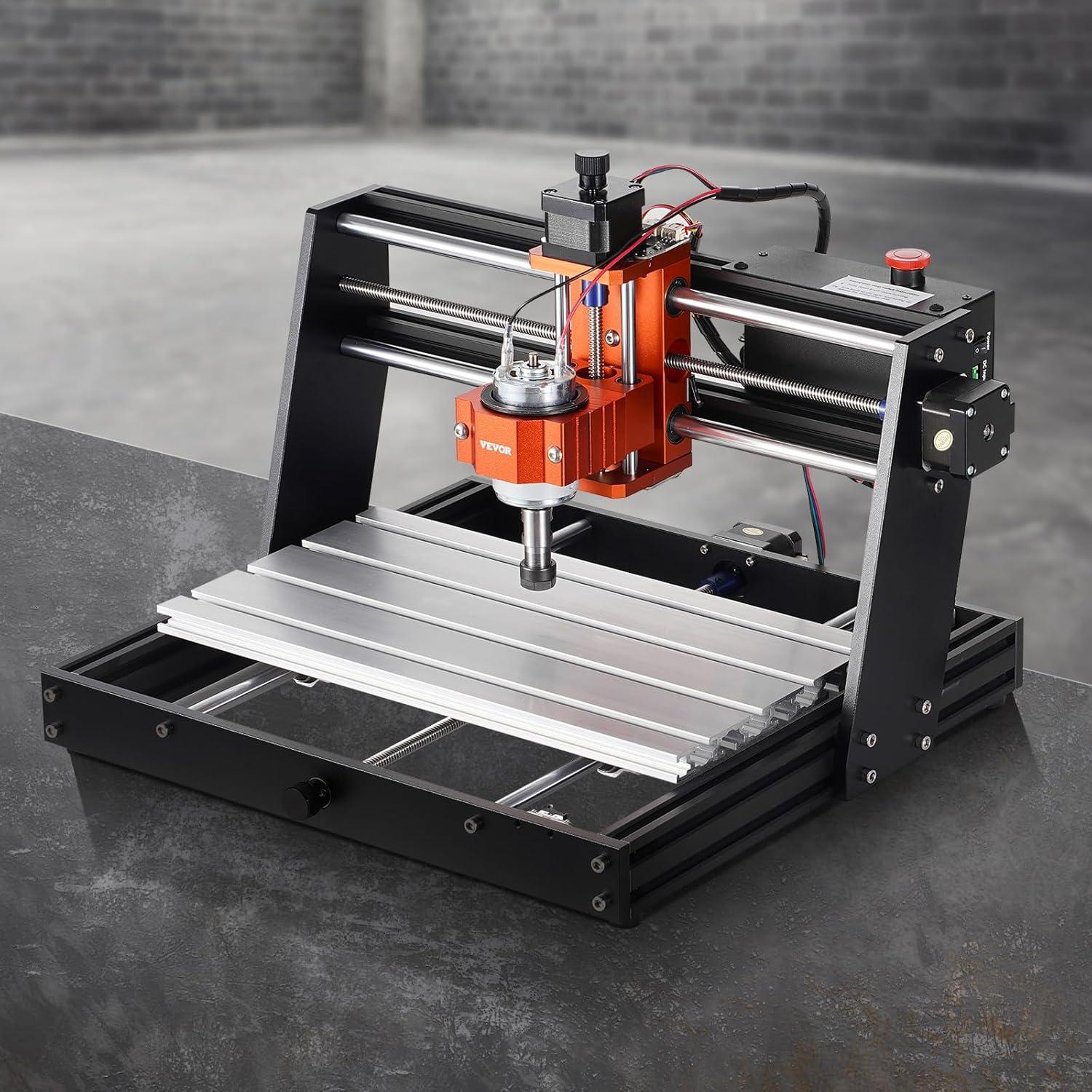 VEVOR CNC Router Machine, 120W 3 Axis GRBL Control Wood Engraving Carving Milling Machine Kit, 300 x 200 x 60 mm/11.8 x 7.87 x 2.36 in Working Area 10000 RPM for Wood Acrylic MDF PVC Plastic Foam