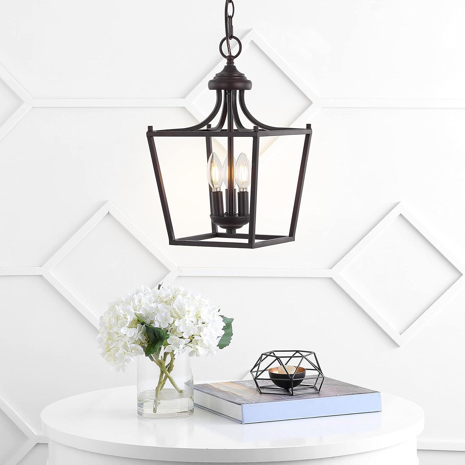 Camden 10" 3-Light Iron Classic Midcentury Pendant Lantern, Oil Rubbed Bronze