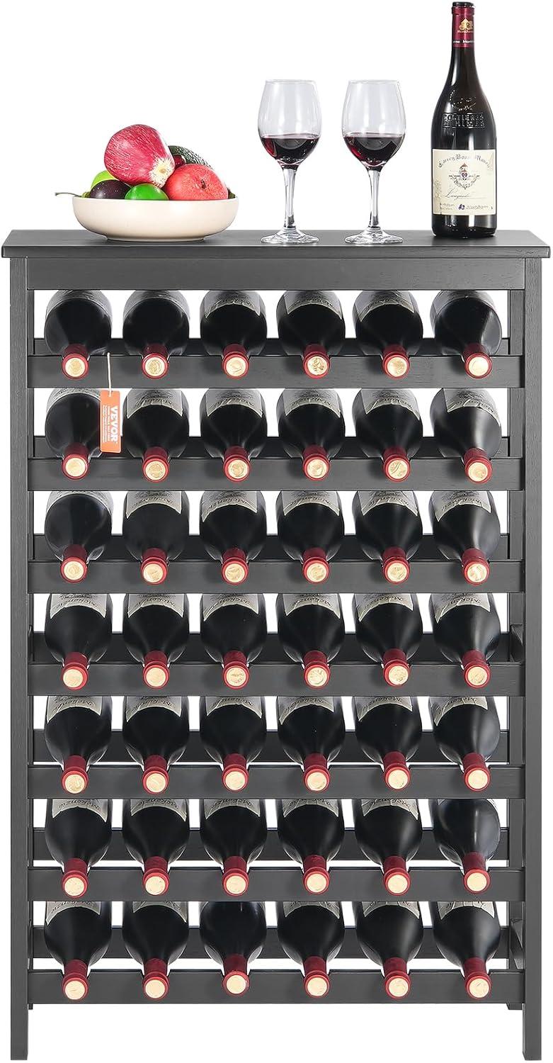 Black 42-Bottle Bamboo Wine Rack with Tabletop