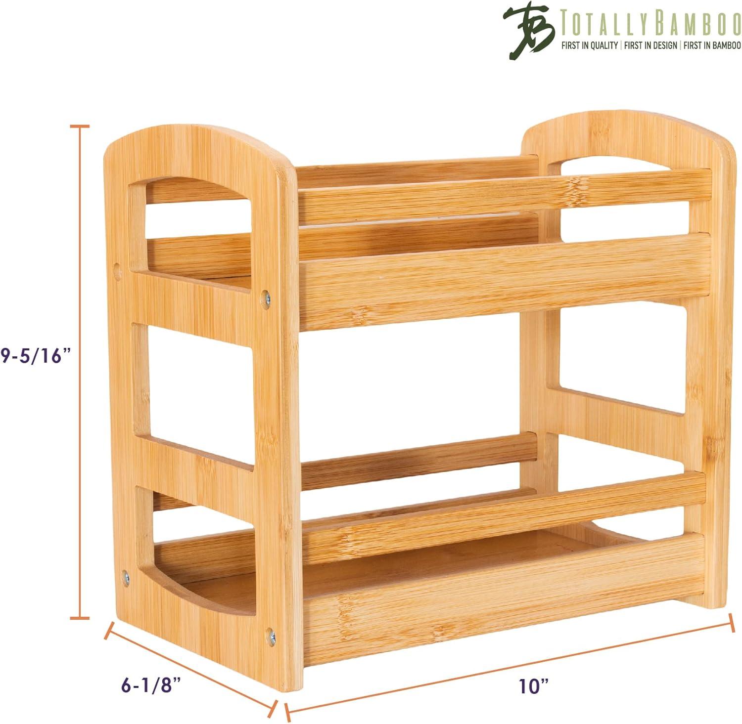 Gracie Oaks Bamboo 2 Shelf Spice Caddy, Organizer Rack For Kitchen Countertop Or Cupboard