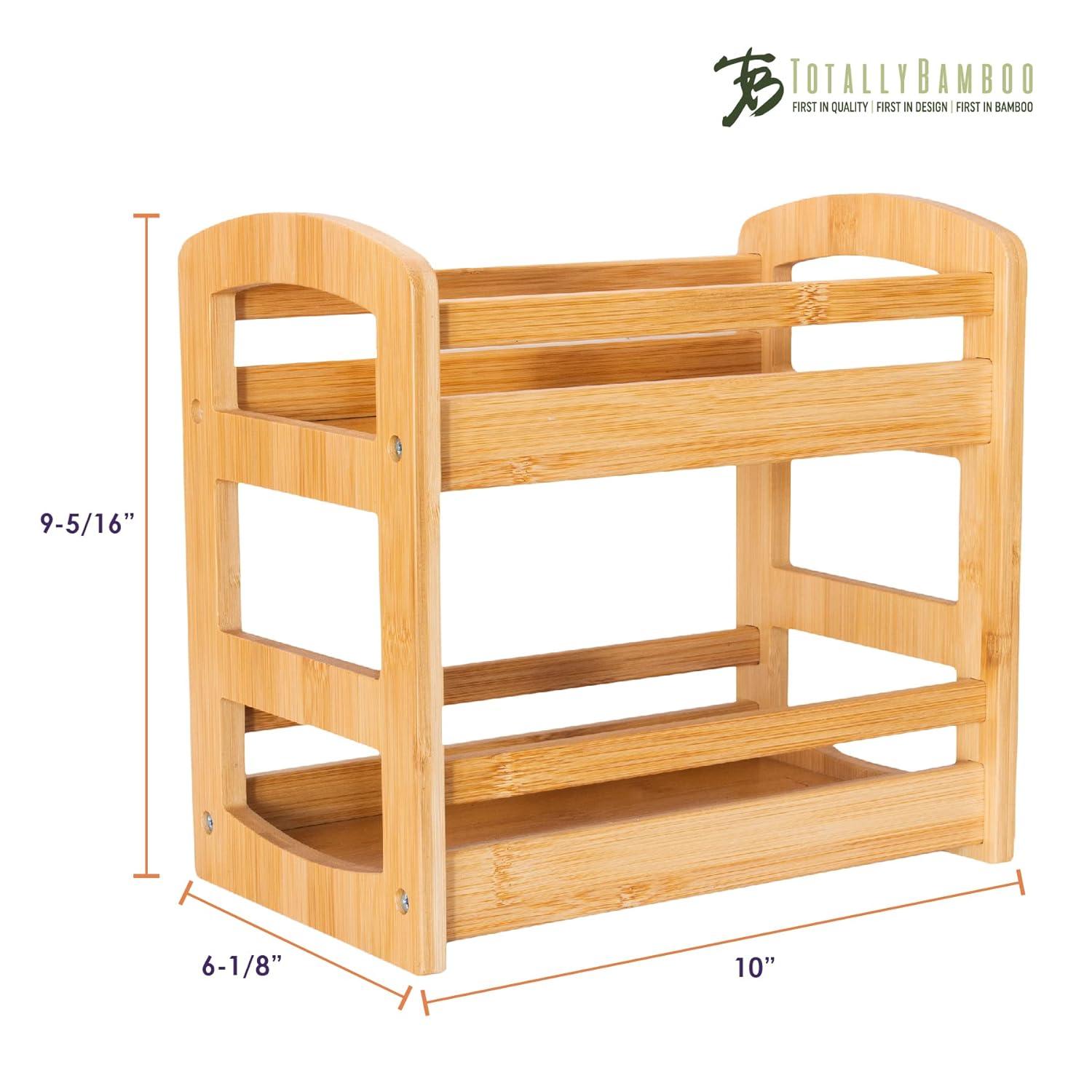 Gracie Oaks Bamboo 2 Shelf Spice Caddy, Organizer Rack For Kitchen Countertop Or Cupboard