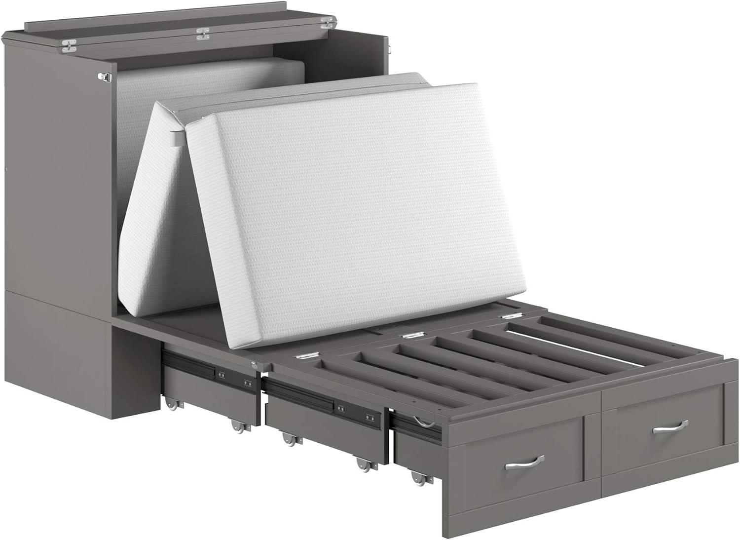 AFI Hamilton Twin XL Solid Wood Murphy Bed Chest with Built-In Charger in Gray