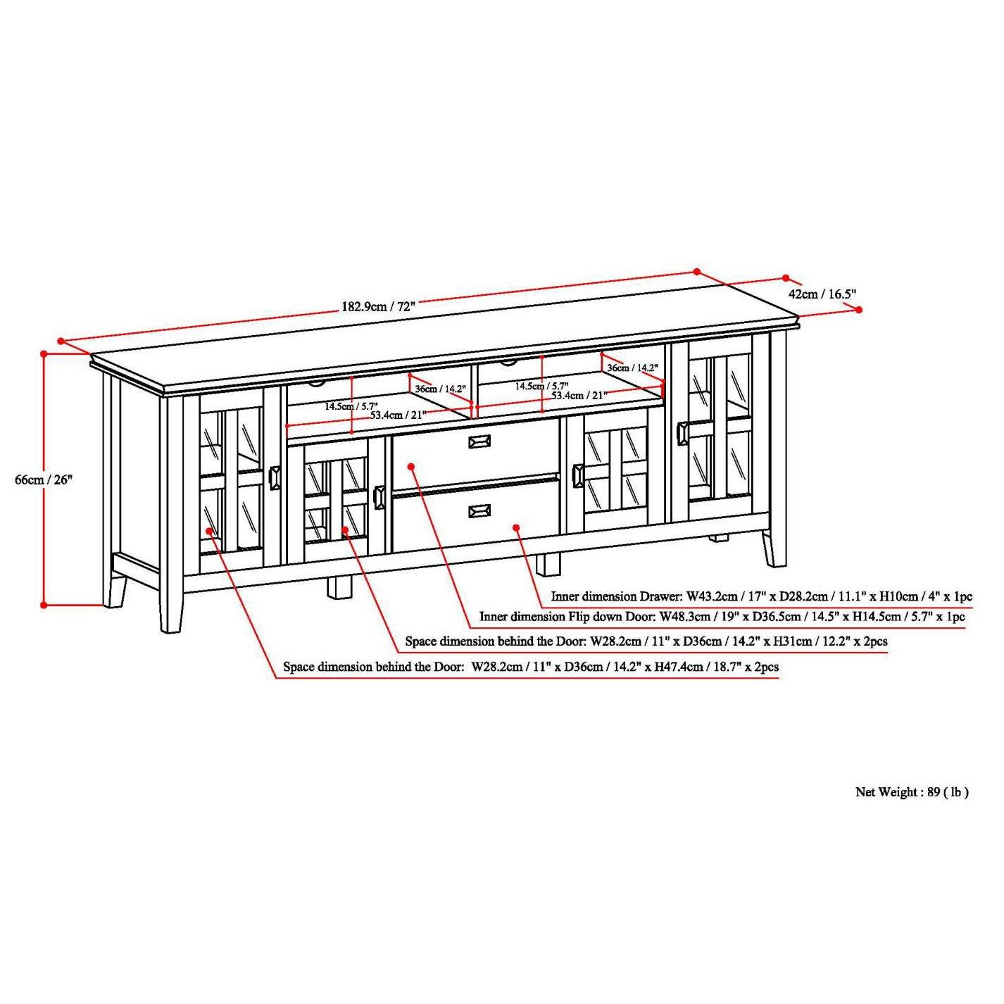 Simpli Home Artisan SOLID WOOD 72 inch TV Media Stand