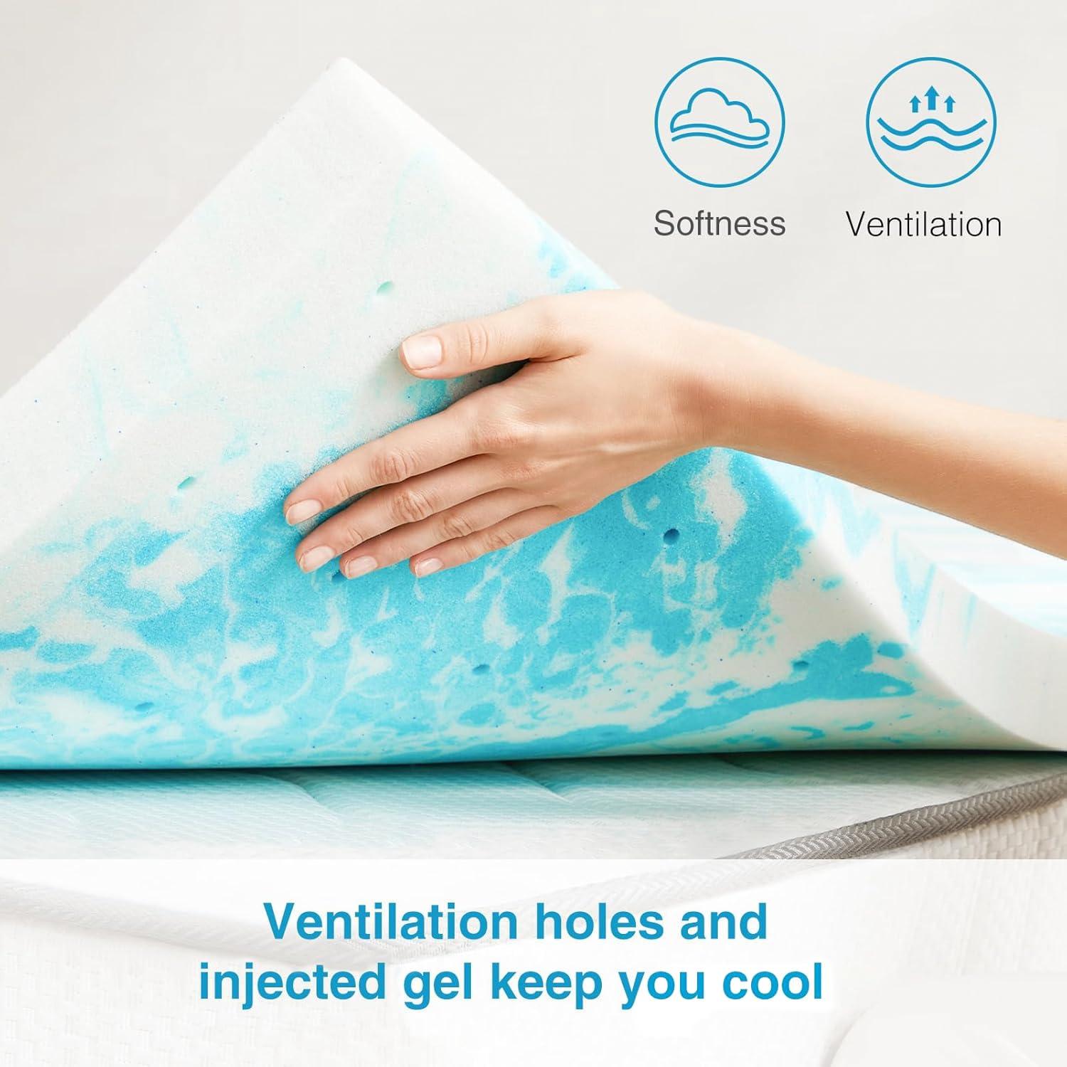 Mattress Topper, Twin XL Cooling Memory Foam Bed Toppers, 2 Inch Soft Mattress Pads for Sleeper Sofa, RV, Camper, CertiPUR-US Certified