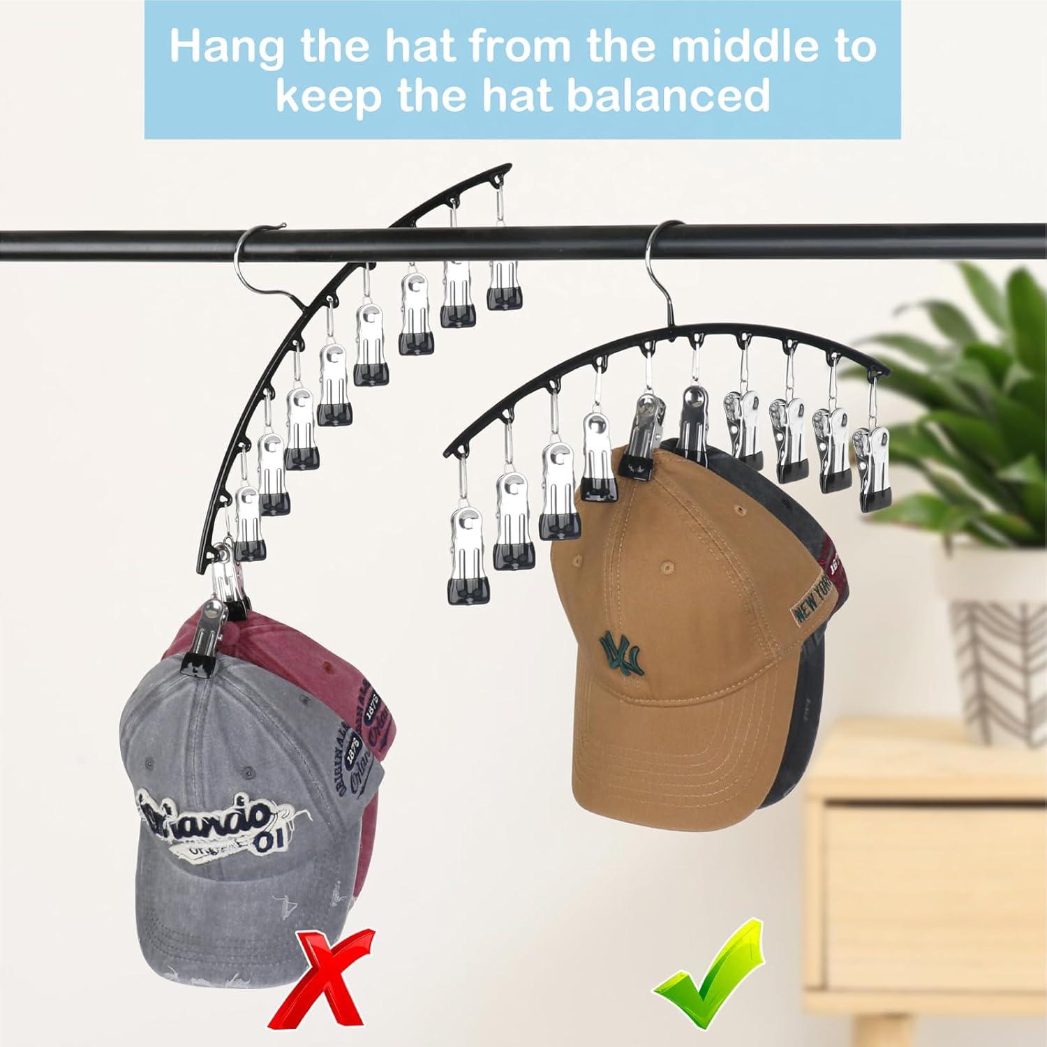 Stainless Steel 2-Pack Hat Organizer with 10 Clips