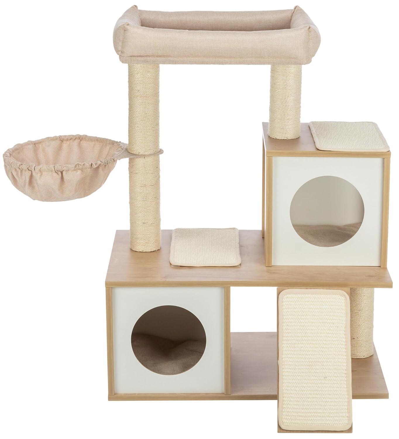 TRIXIE TRIXIE Addison 35.5-in Cat Tree, Modern Wood Cat Tower, Sisal Scratching Posts & Pads, 2 Condos, Hammock, Cozy Bed