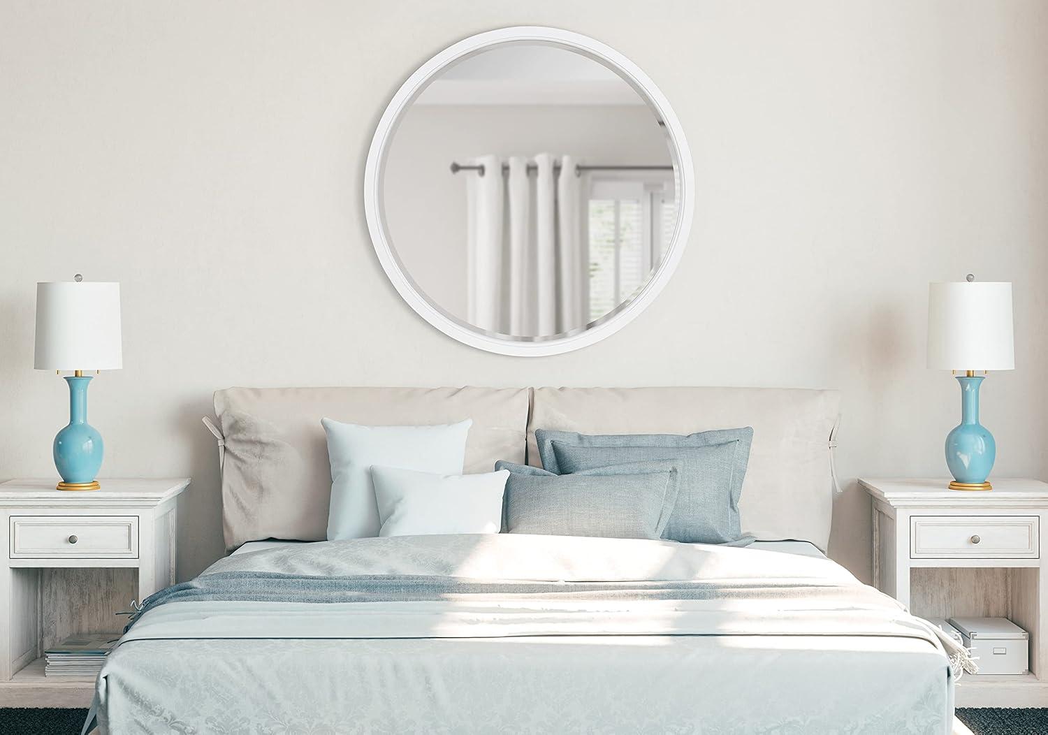 18&#34; x 18&#34; Hogan Round Framed Decorative Wall Mirror White - Kate &#38; Laurel All Things Decor