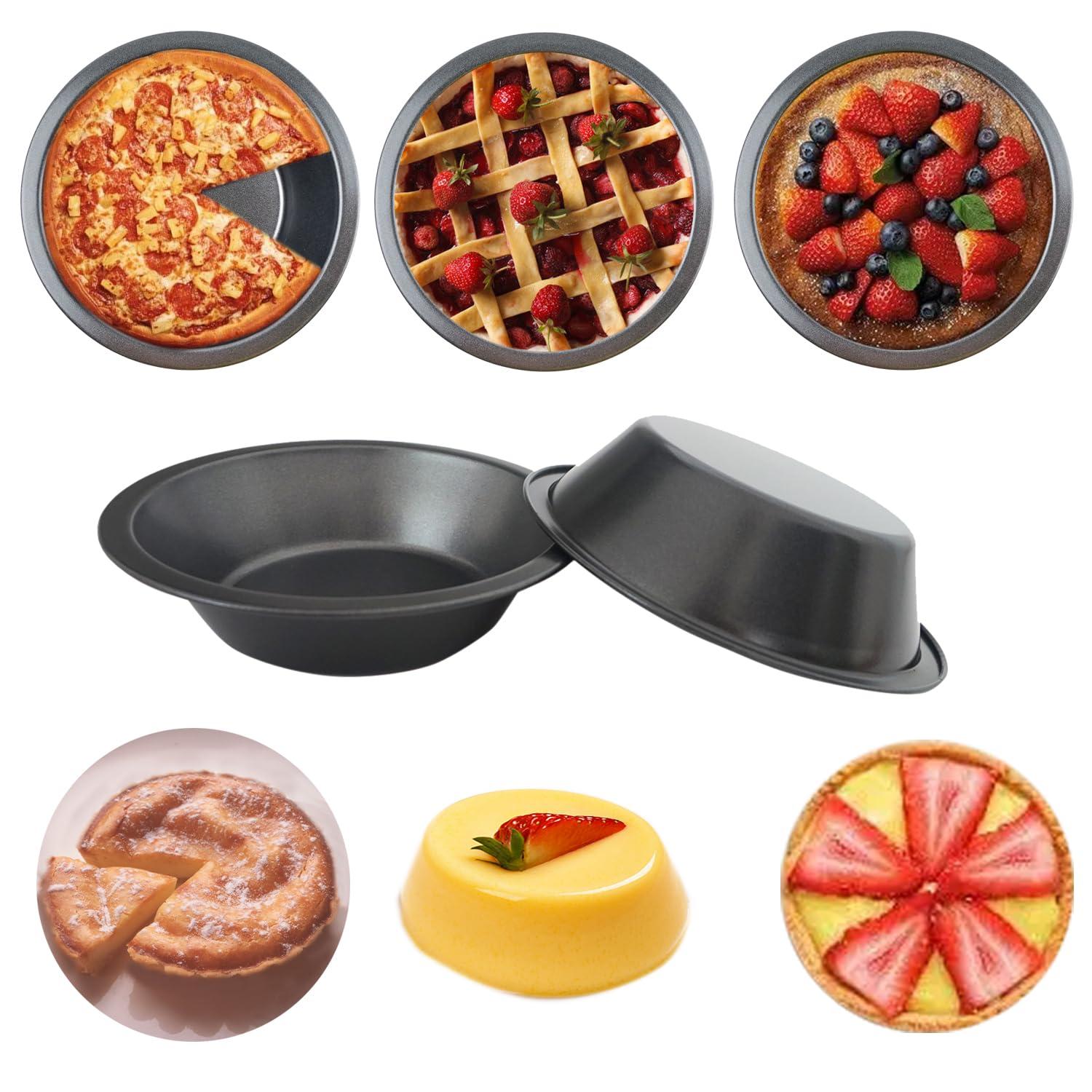 8 PACK Mini Pie Pans 5 Inch, Small Round Metal Pie Tins, Nonstick Carbon Steel Individual Pie Plate Baking Dish, Pot Pie Tin - for Baking Pies, Crust, Tarts, Black