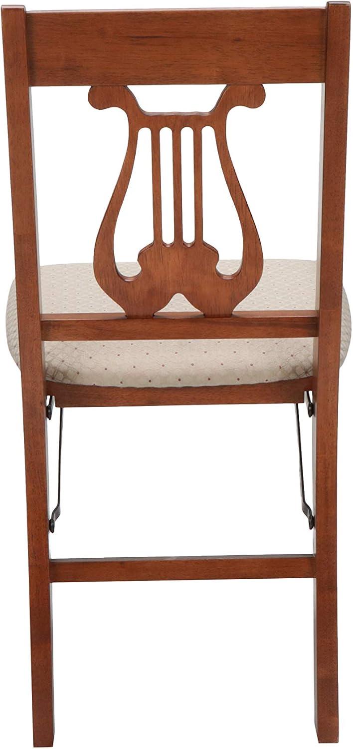 2pc French Cane Folding Chairs Cherry - Stakmore: Elegant French Country Style, No Assembly Required