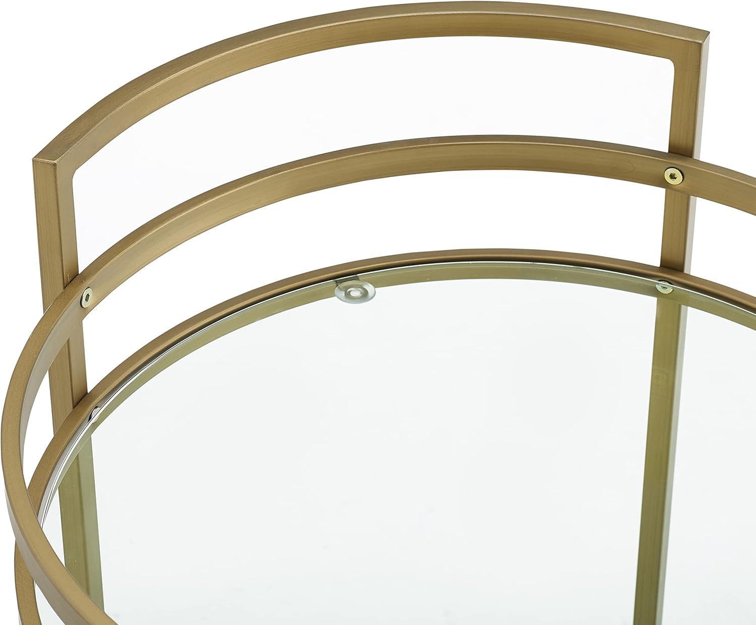 Bailey Round Bar Cart Gold - Crosley: Mobile Beverage & Drink Station, Tempered Glass Shelves, Steel Frame